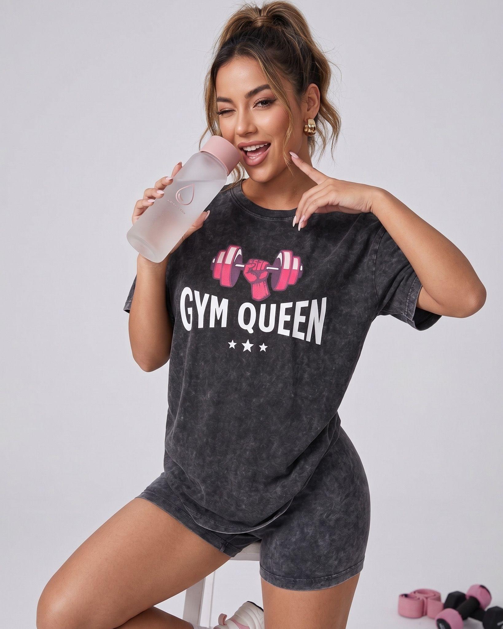 Polera Oversize Mujer Gym Queen - Look Retro Prelavada-0