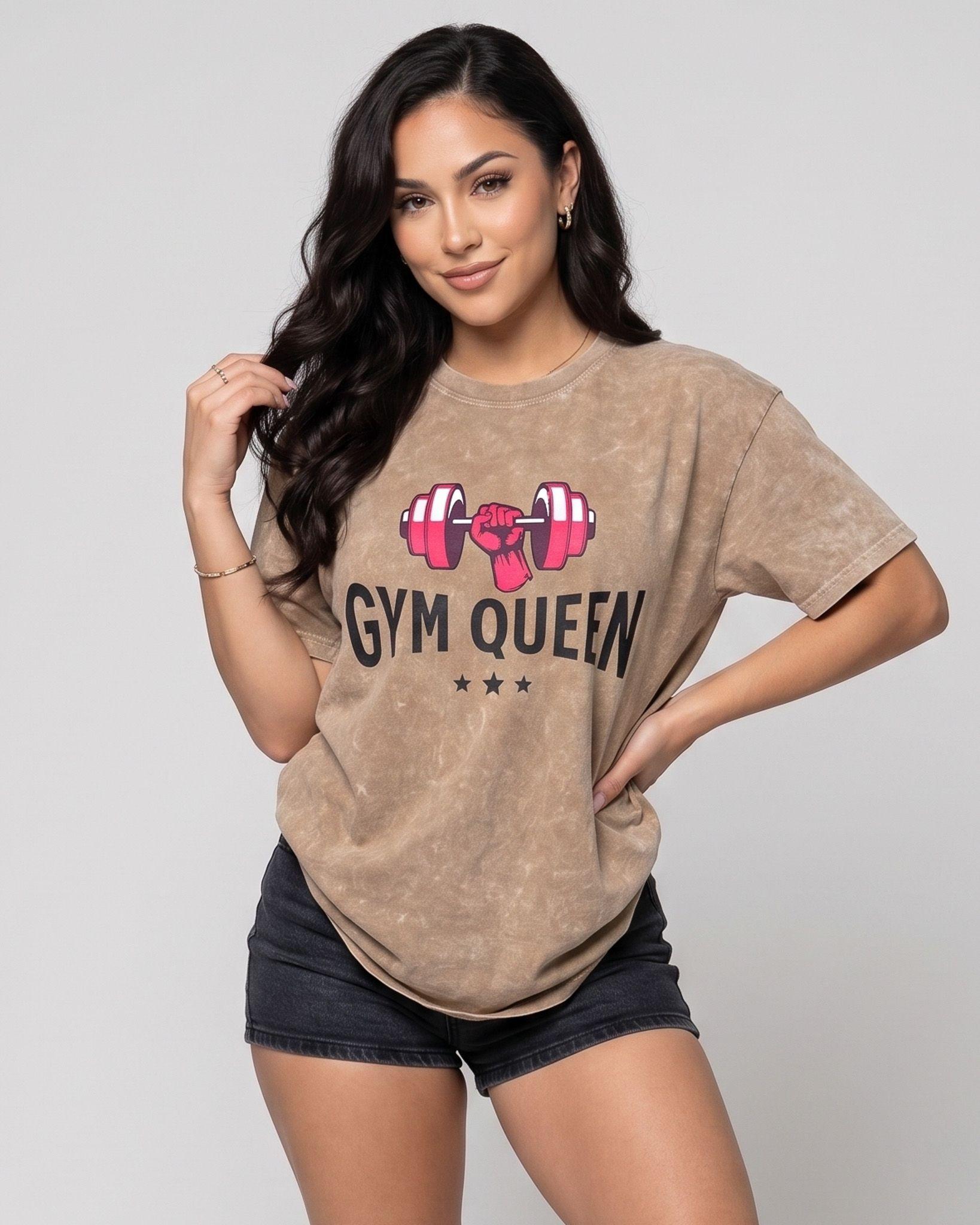 Polera Oversize Mujer Gym Queen - Look Retro Prelavada-0
