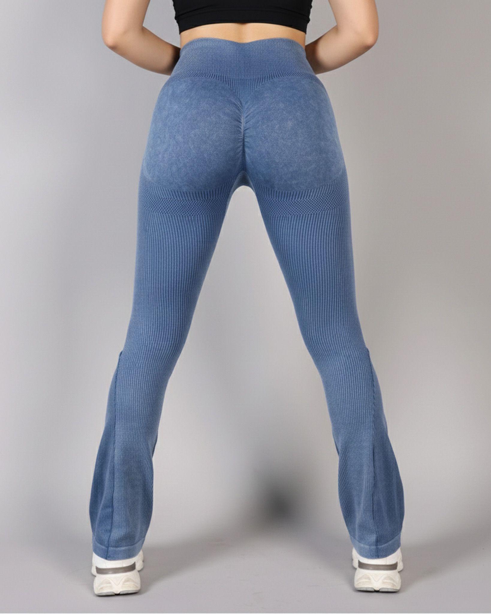 Calza Flare Rib Color Uniforme con Push Up-2