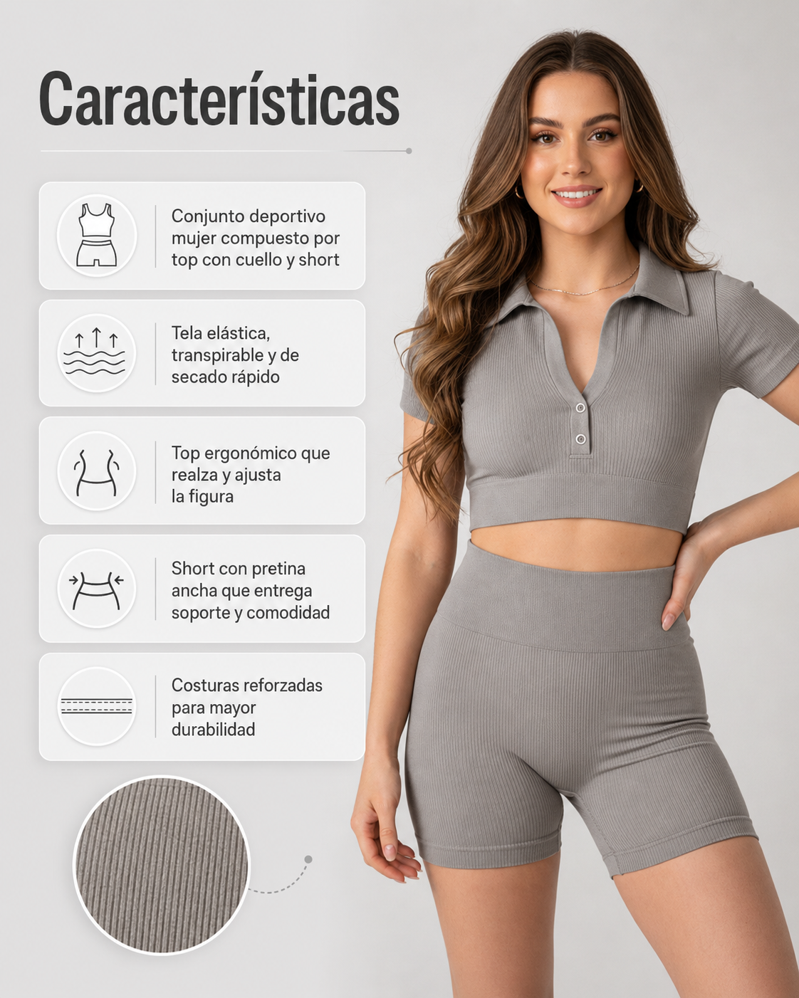 Conjunto Deportivo Mujer Peto con Cuello y Short - YJ259-4
