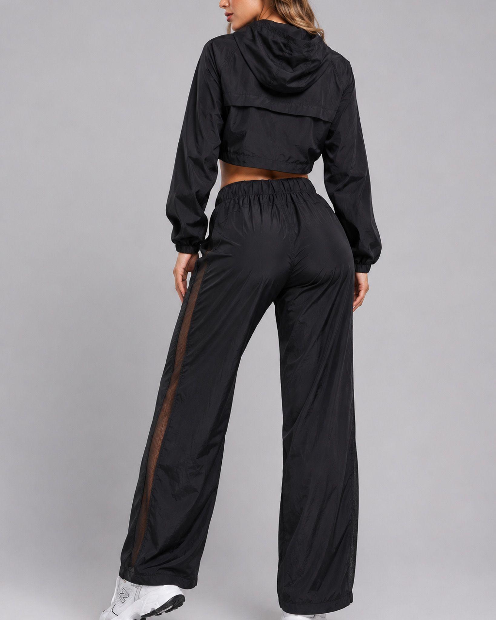 Conjunto Deportivo Femenino Chaqueta Crop Y Pantalón Palazzo-2