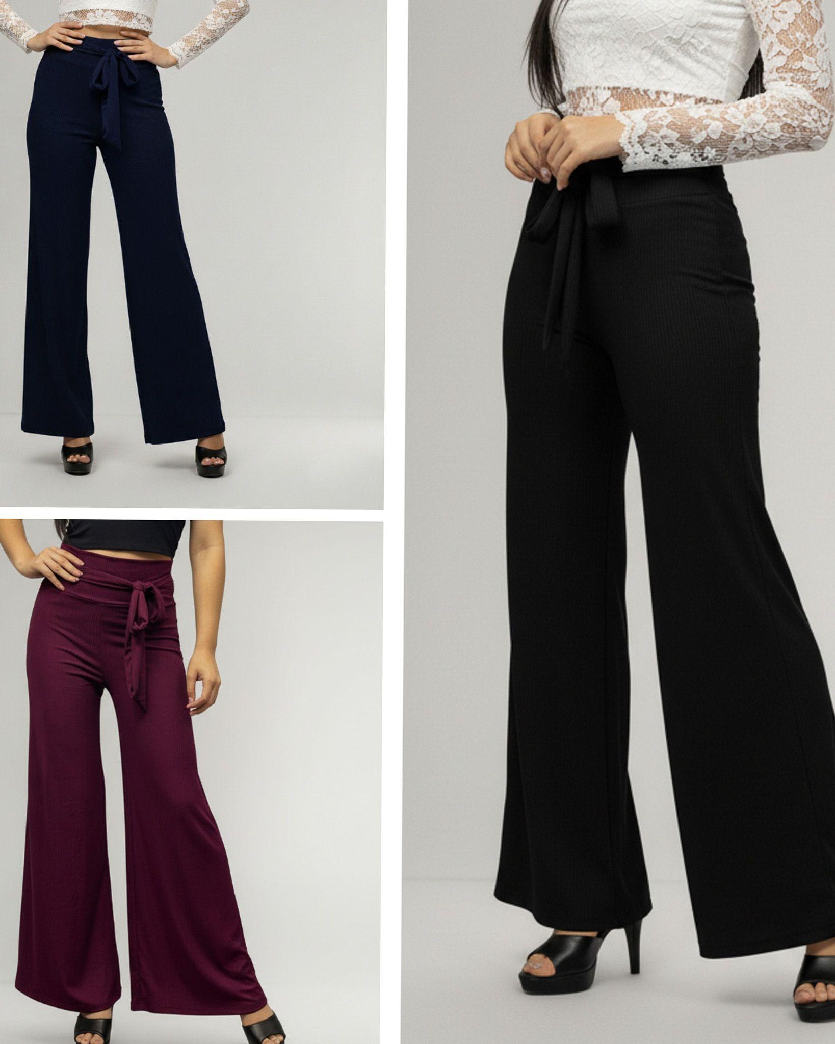 3 Pantalón Palazo - Mujer / Confección Nacional 100% Premium-0