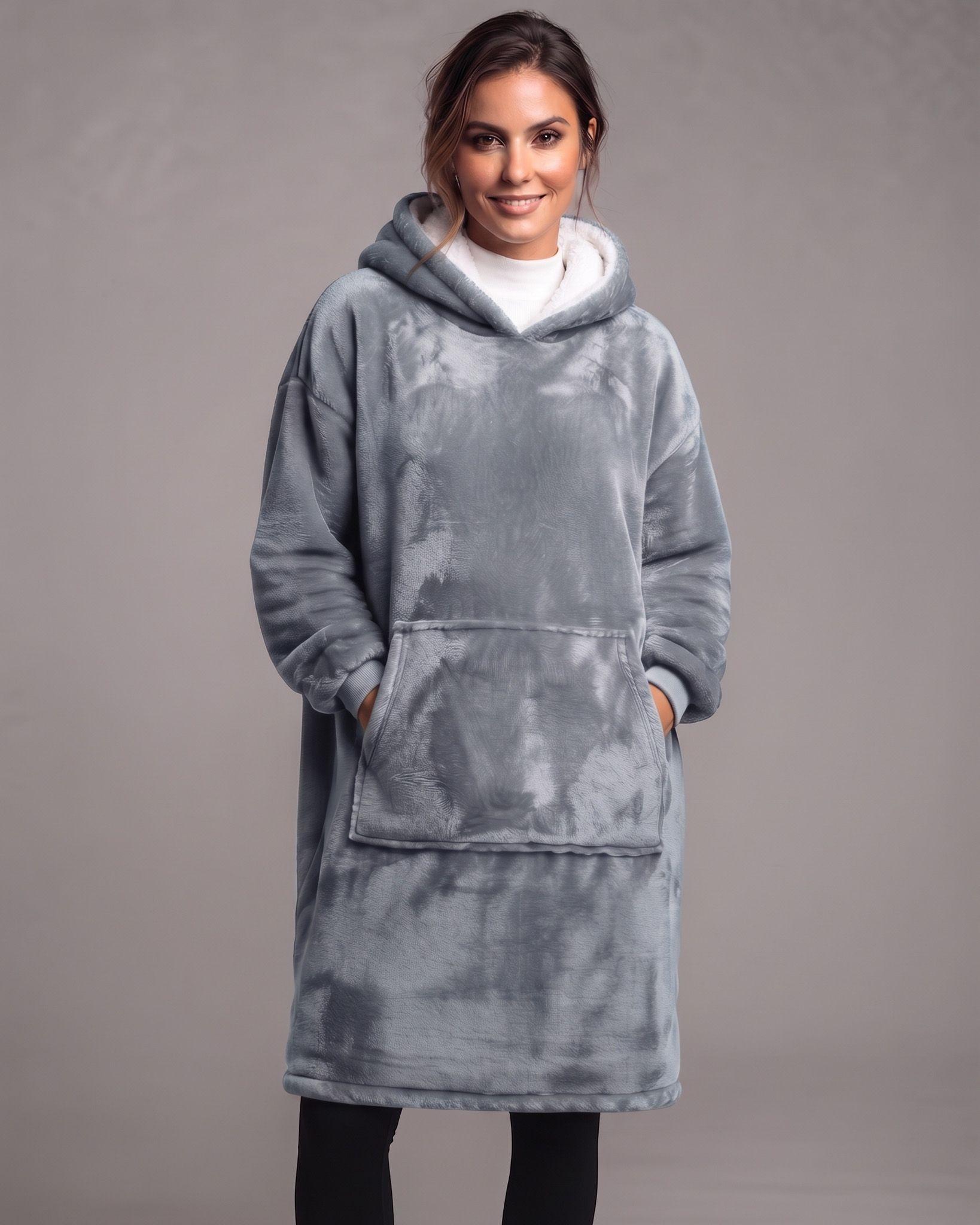 Maxi Poleron Manta Sherpa Bata Polar Con Capucha Invierno-0