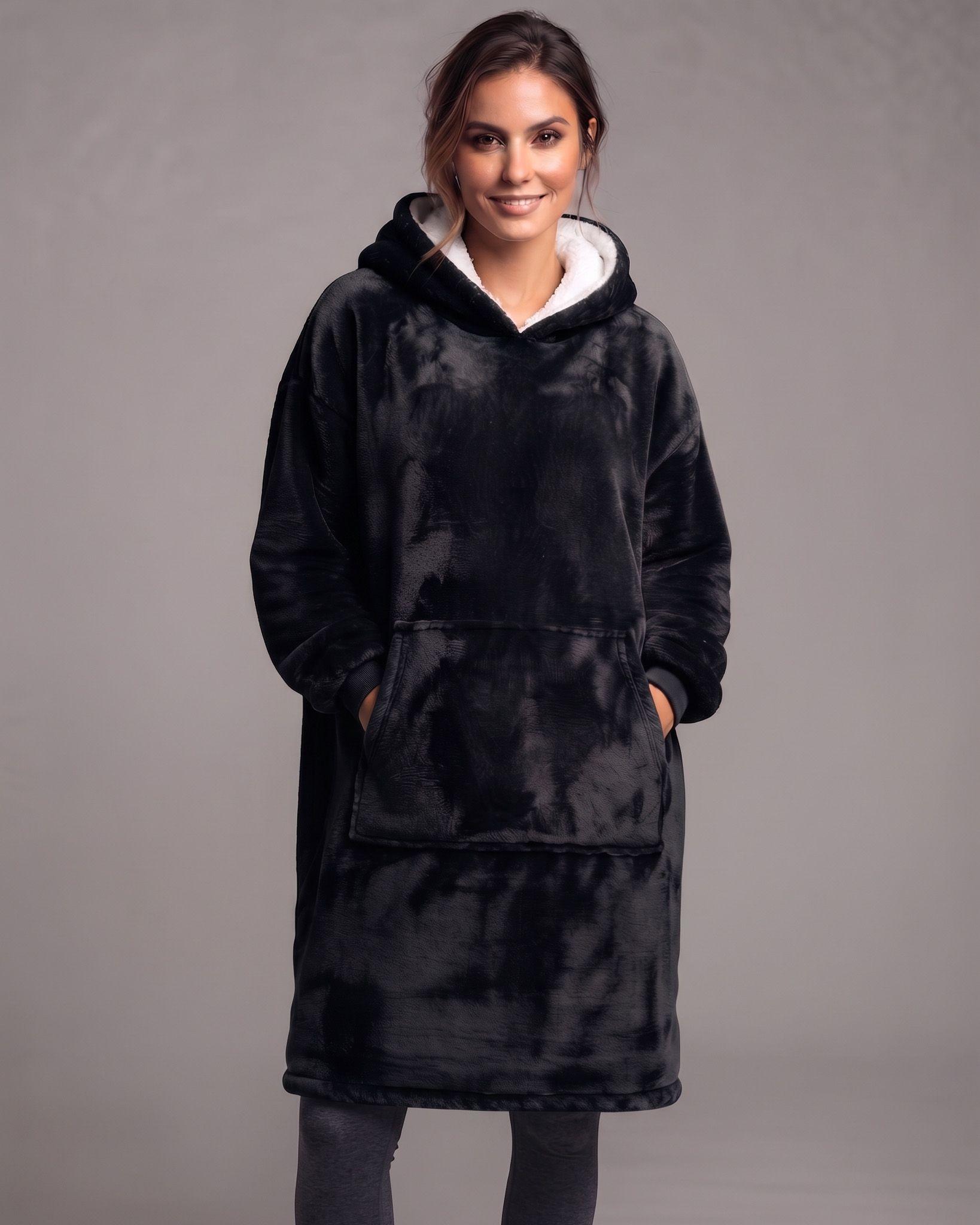 Maxi Poleron Manta Sherpa Bata Polar Con Capucha Invierno-0