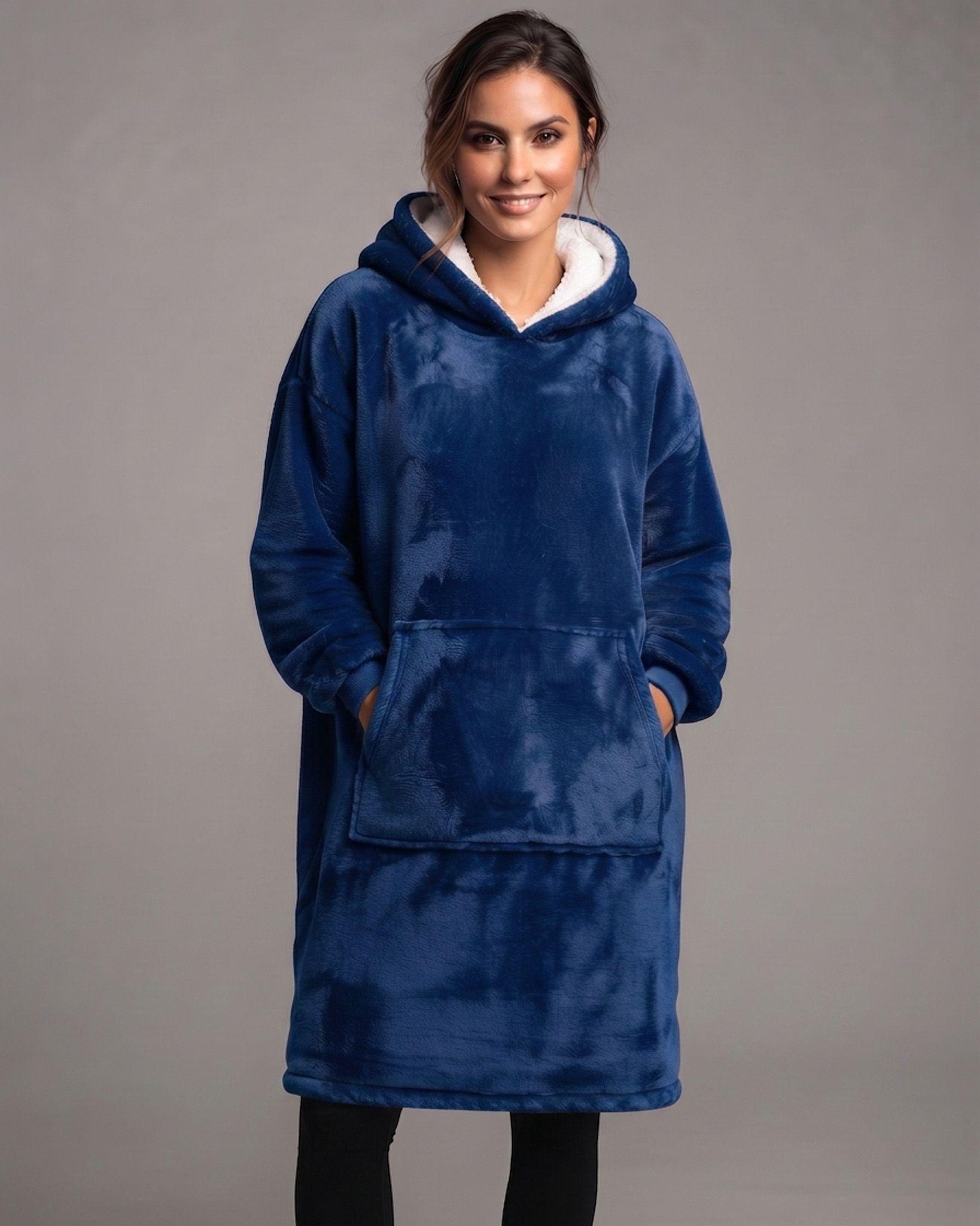 Maxi Poleron Manta Sherpa Bata Polar Con Capucha Invierno-0