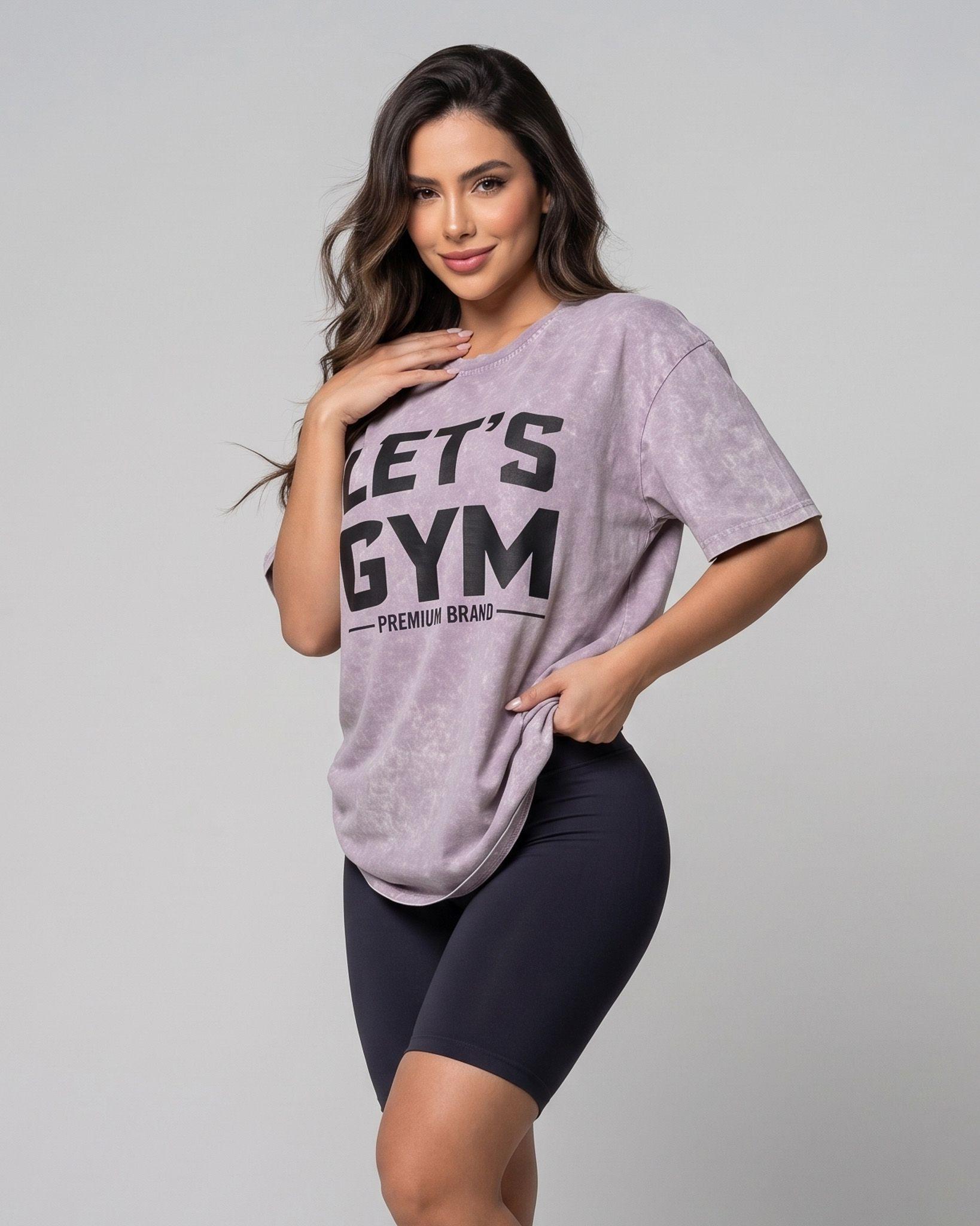 Polera Oversize Lets Gym - Look Retro Urbano Prelavada-0
