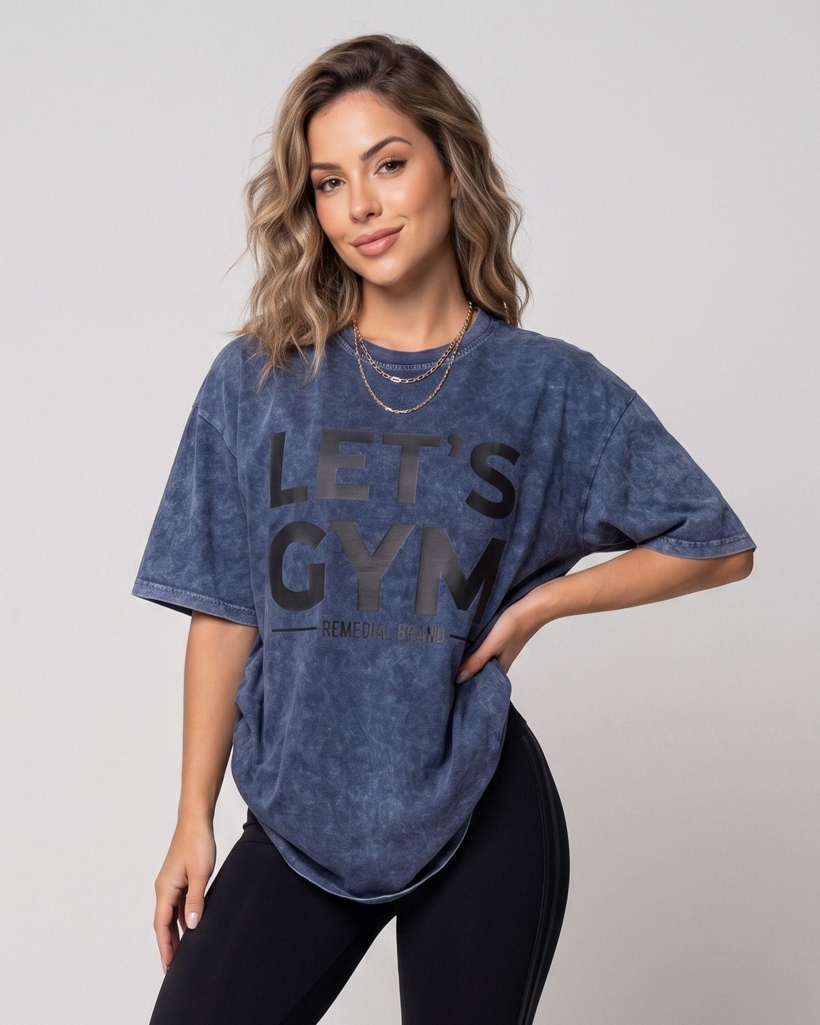 Polera Oversize Lets Gym - Look Retro Urbano Prelavada-0