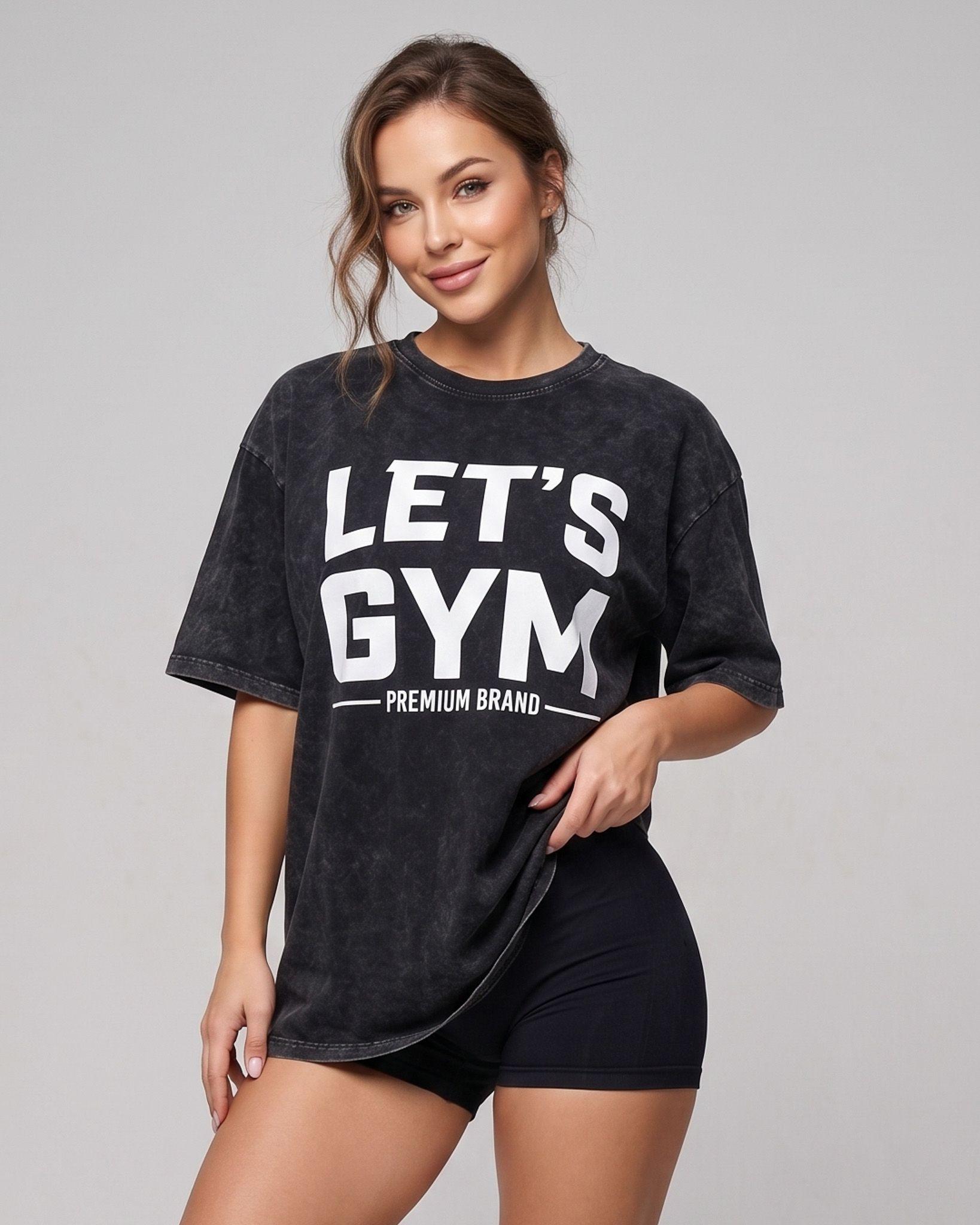 Polera Oversize Lets Gym - Look Retro Urbano Prelavada-0