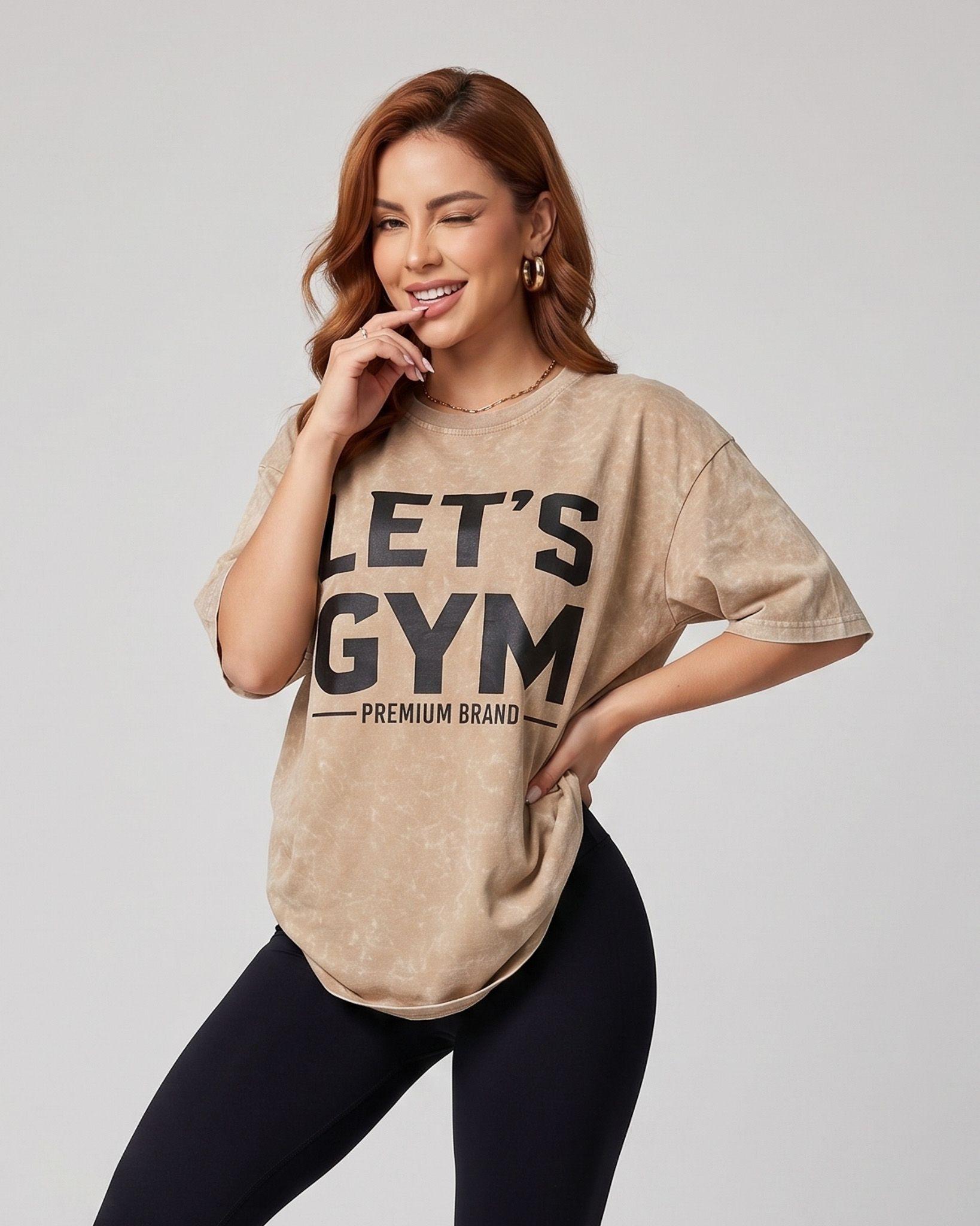 Polera Oversize Lets Gym - Look Retro Urbano Prelavada-0