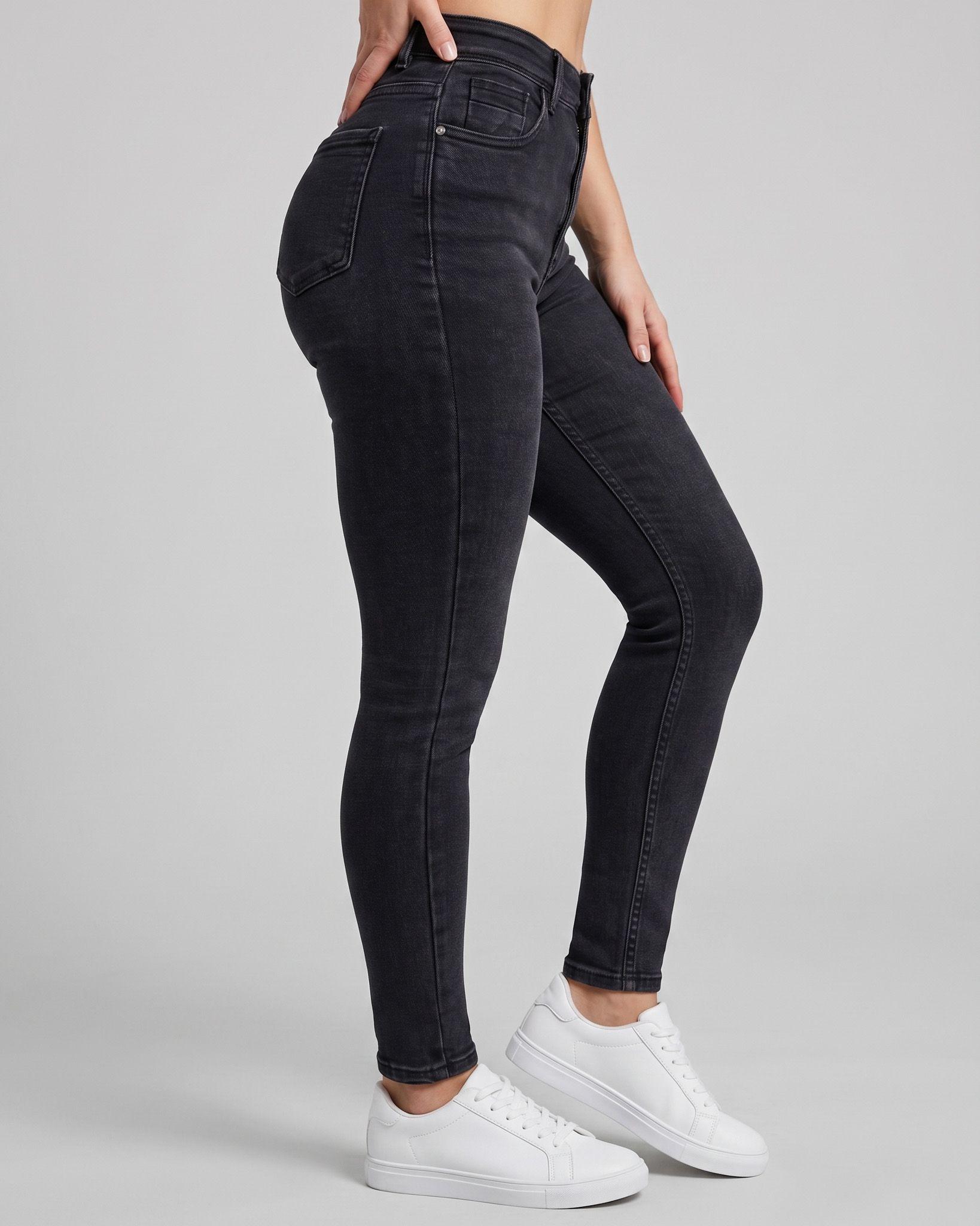 Pantalón Pitillo Negro Prelavado - Tiro Alto Fit Stretch-2