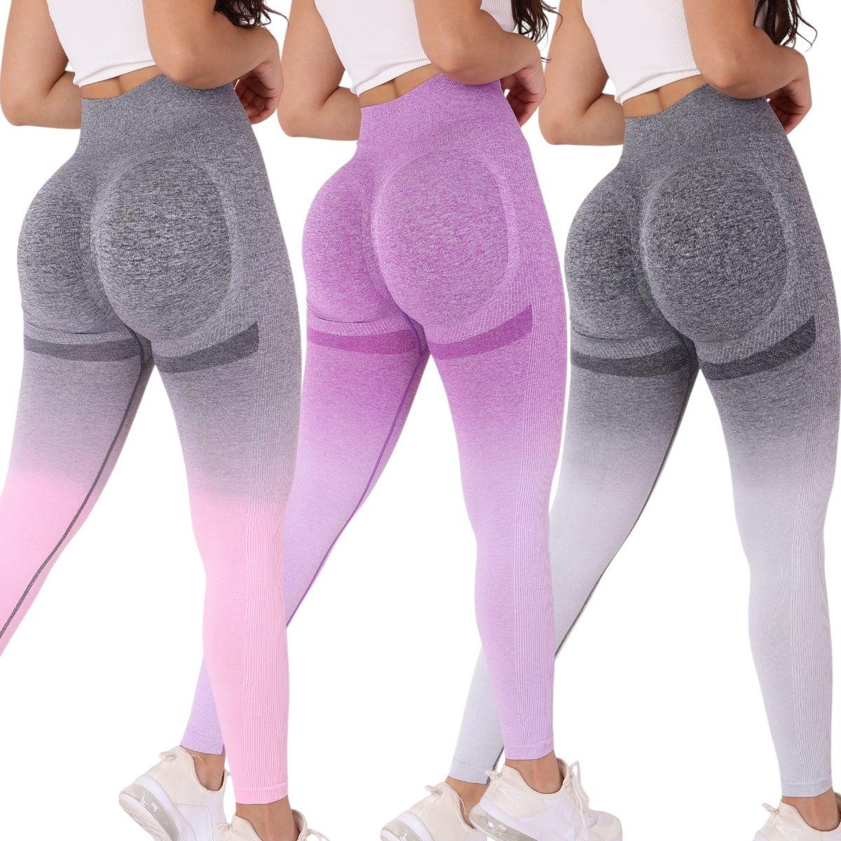 Pack 3 Calzas Deportiva Diseño Degradado Con Efecto Push Up-0
