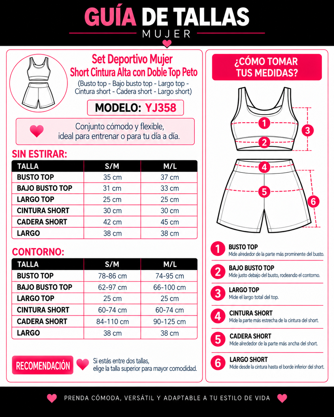 Set Deportivo Mujer Short Cintura Alta con Doble Top Peto-4