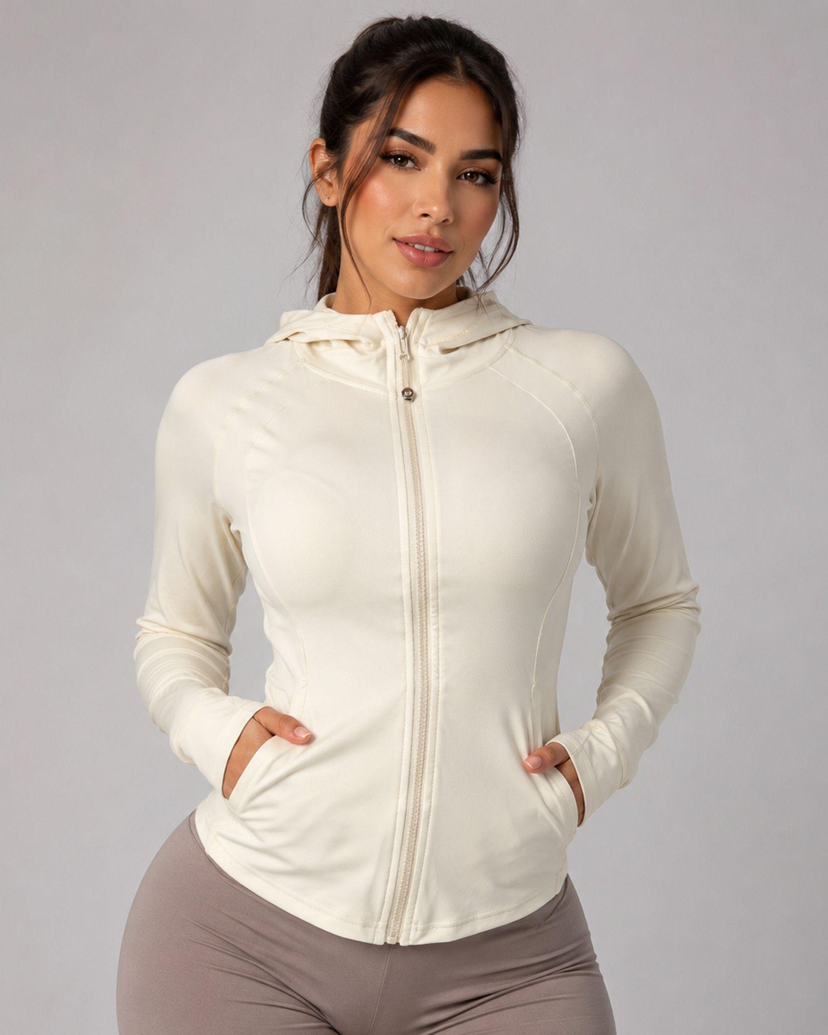 Chaqueta Deportiva Mujer Entallada con Capucha y Cierre-0