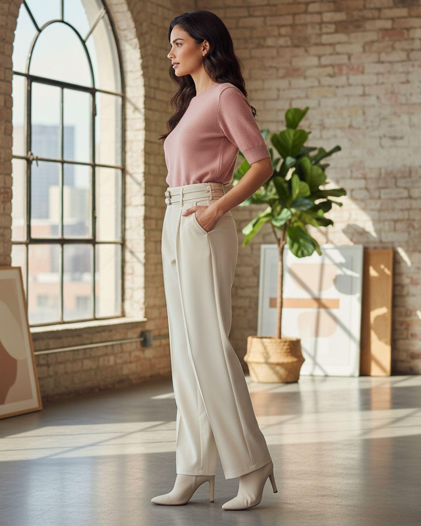 Pantalon Palazzo De Vestir Con Dos Cinturones Tiro Alto-2