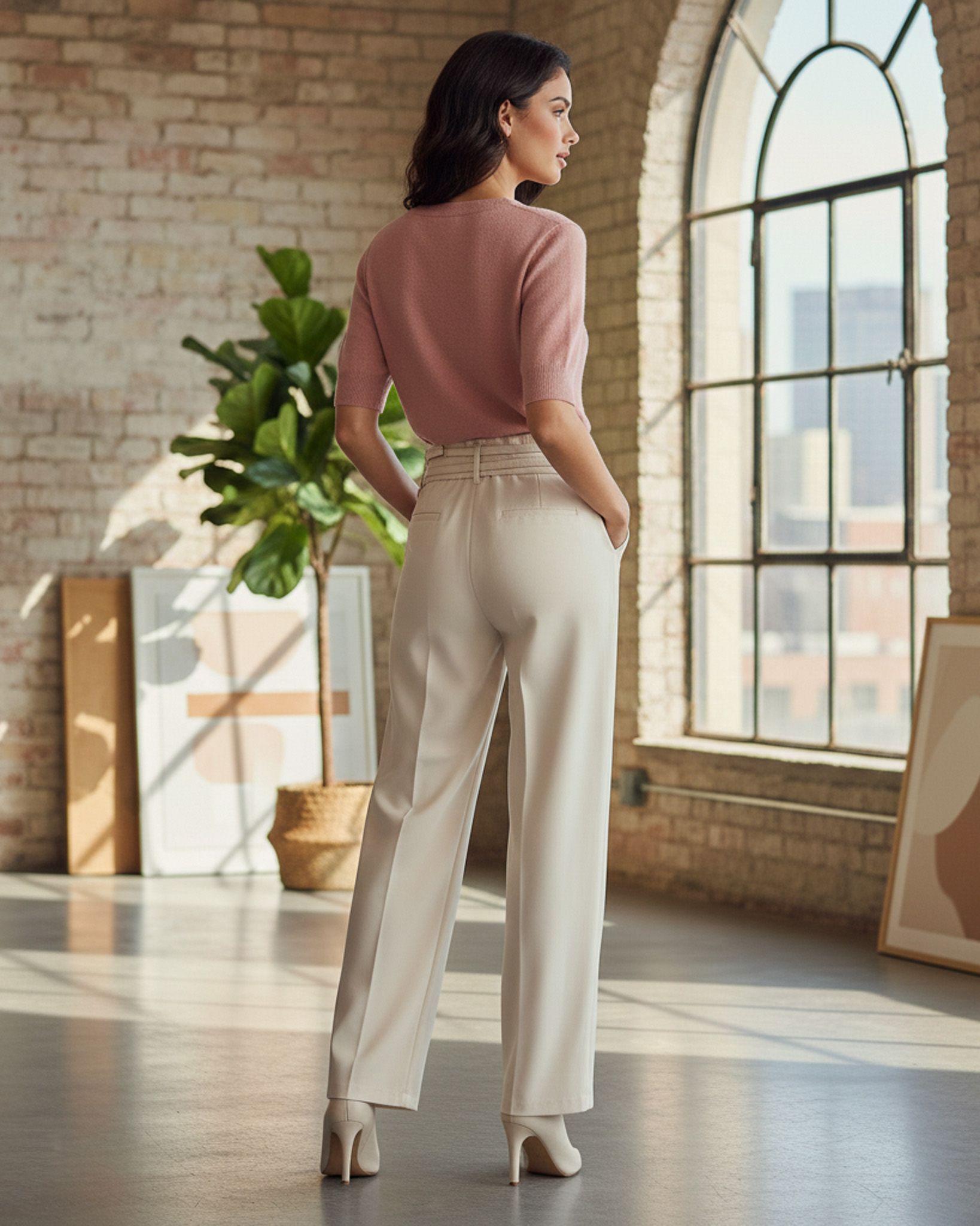 Pantalon Palazzo De Vestir Con Dos Cinturones Tiro Alto-4