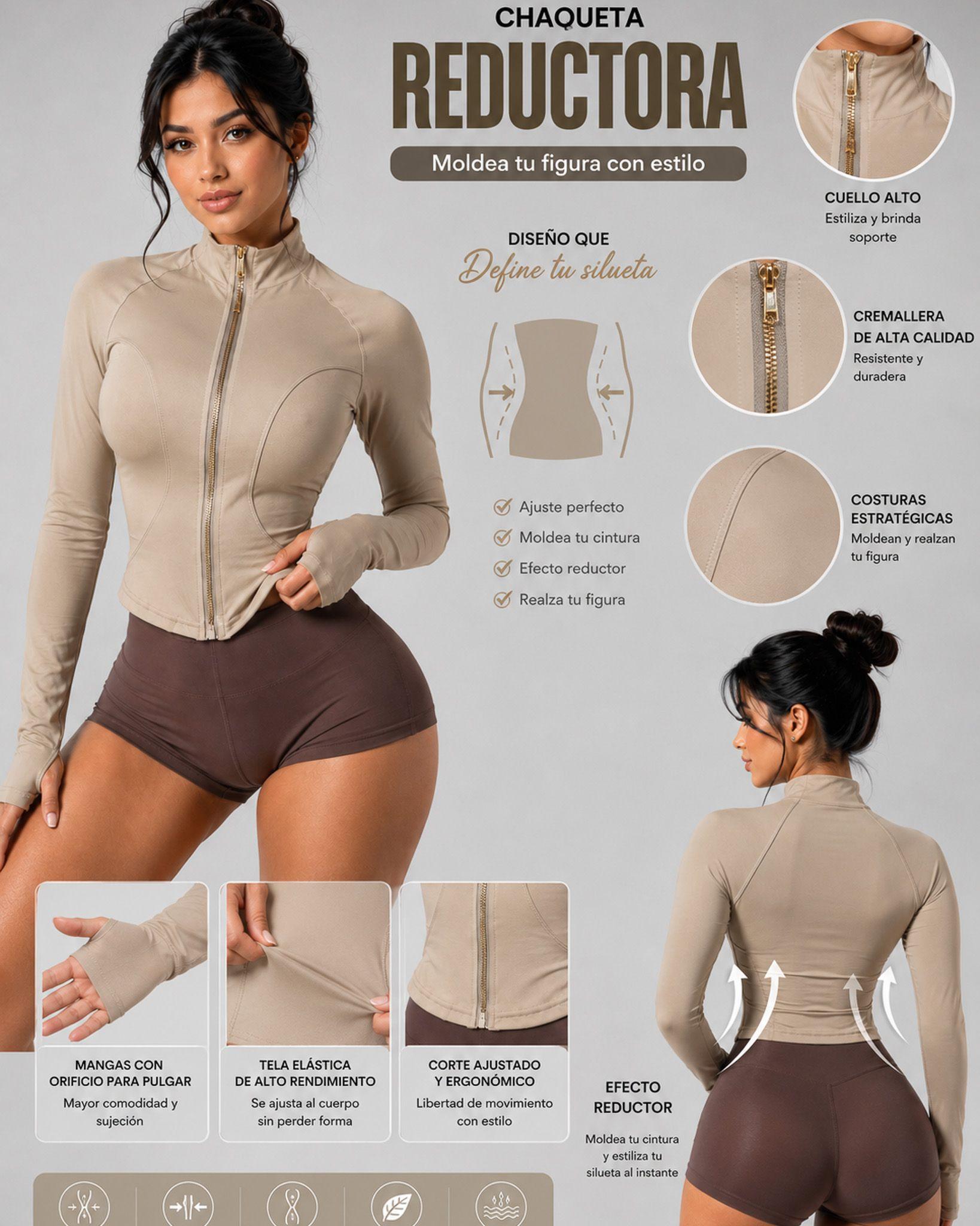 Chaqueta Corta Deportiva Entallada Mujer Cierre Dorado-3