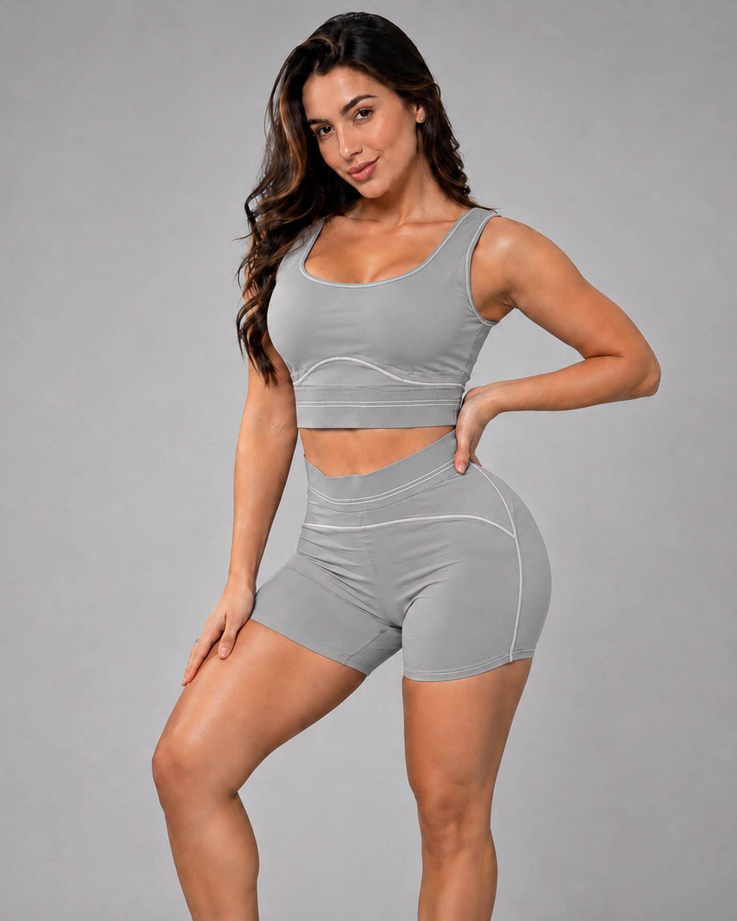 Conjunto Deportivo Mujer Short Tiro Alto Y Peto Top-0