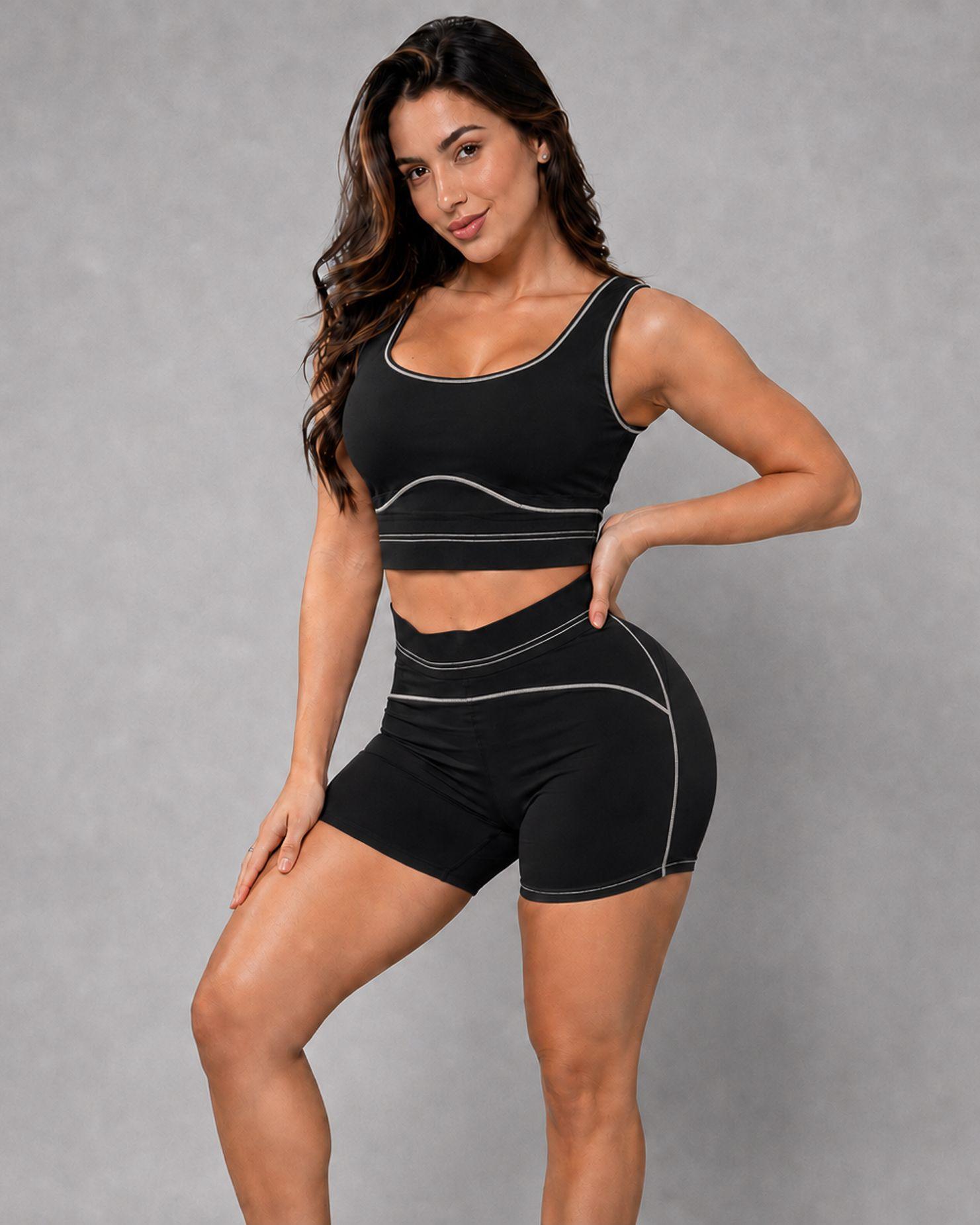 Conjunto Deportivo Mujer Short Tiro Alto Y Peto Top-0