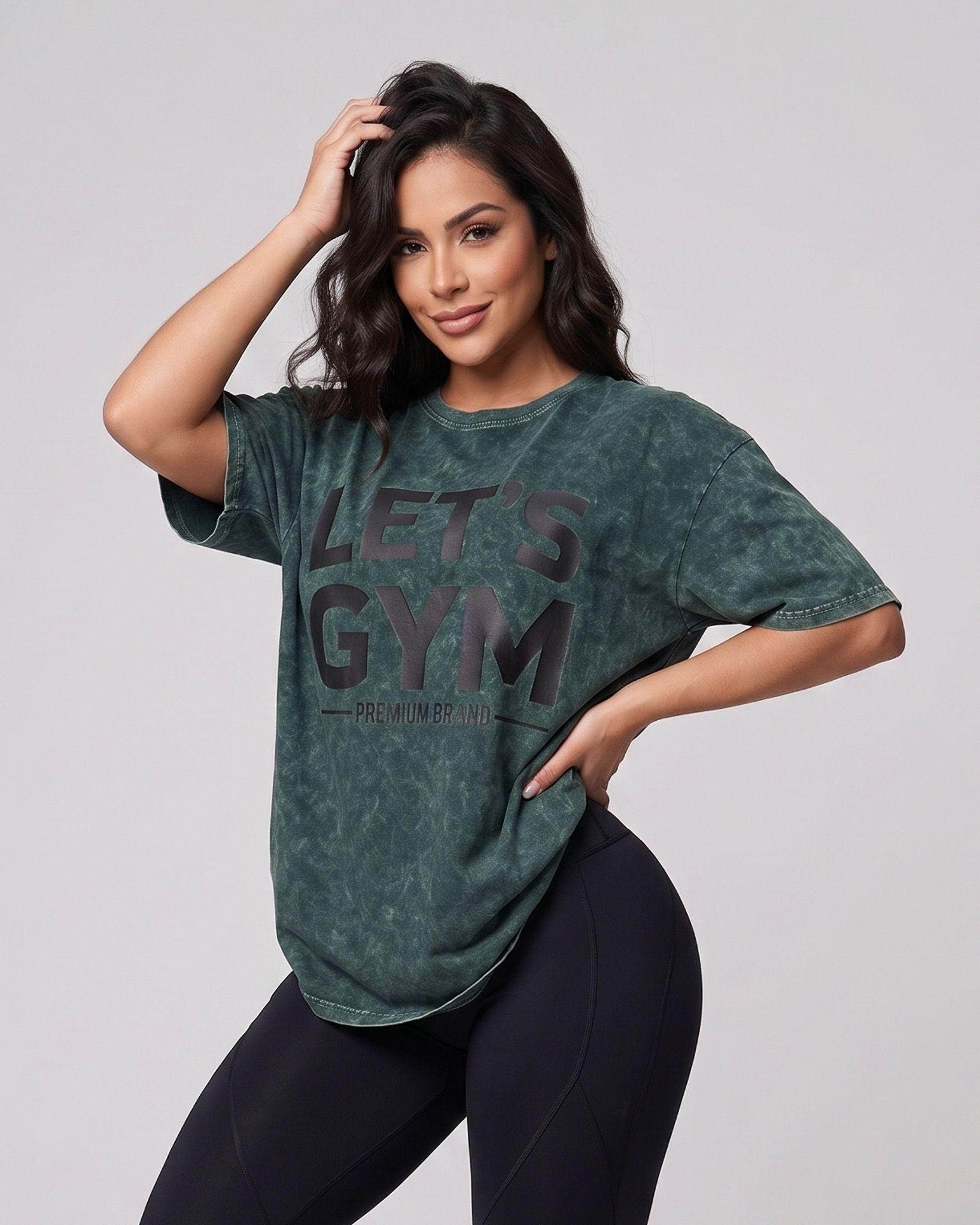 Polera Oversize Lets Gym - Look Retro Urbano Prelavada-0
