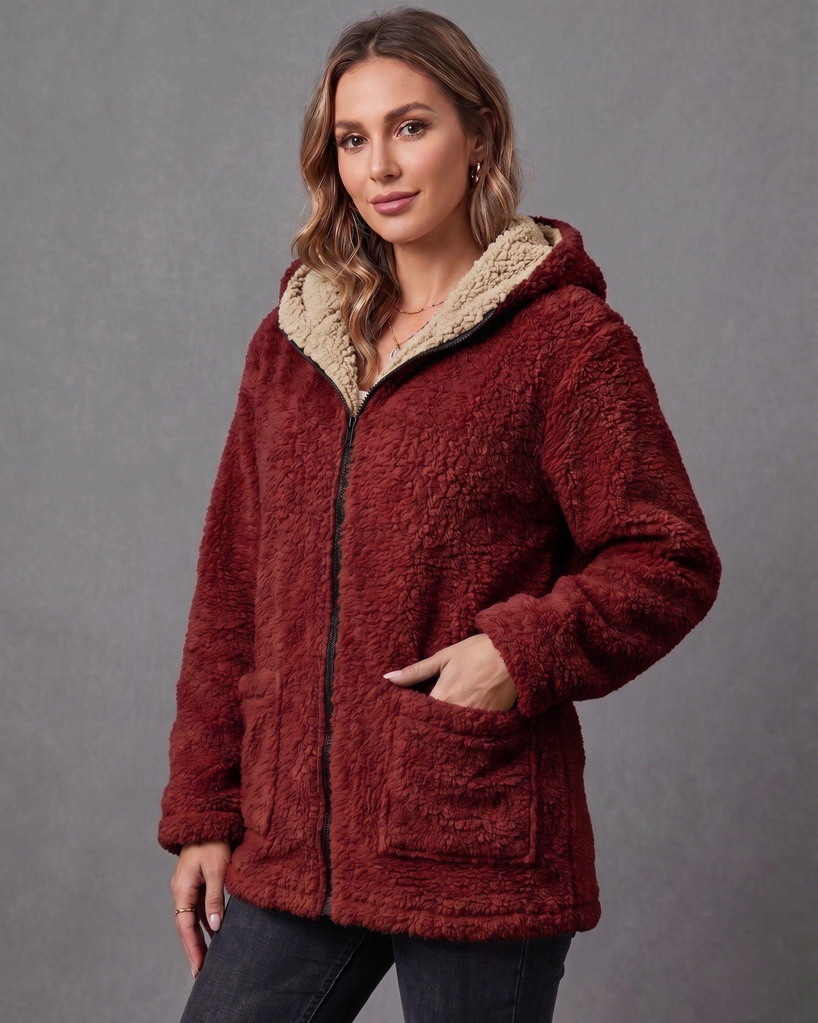 Chaqueta Abrigo Reversible Chiporro Mujer Capucha Invierno-2