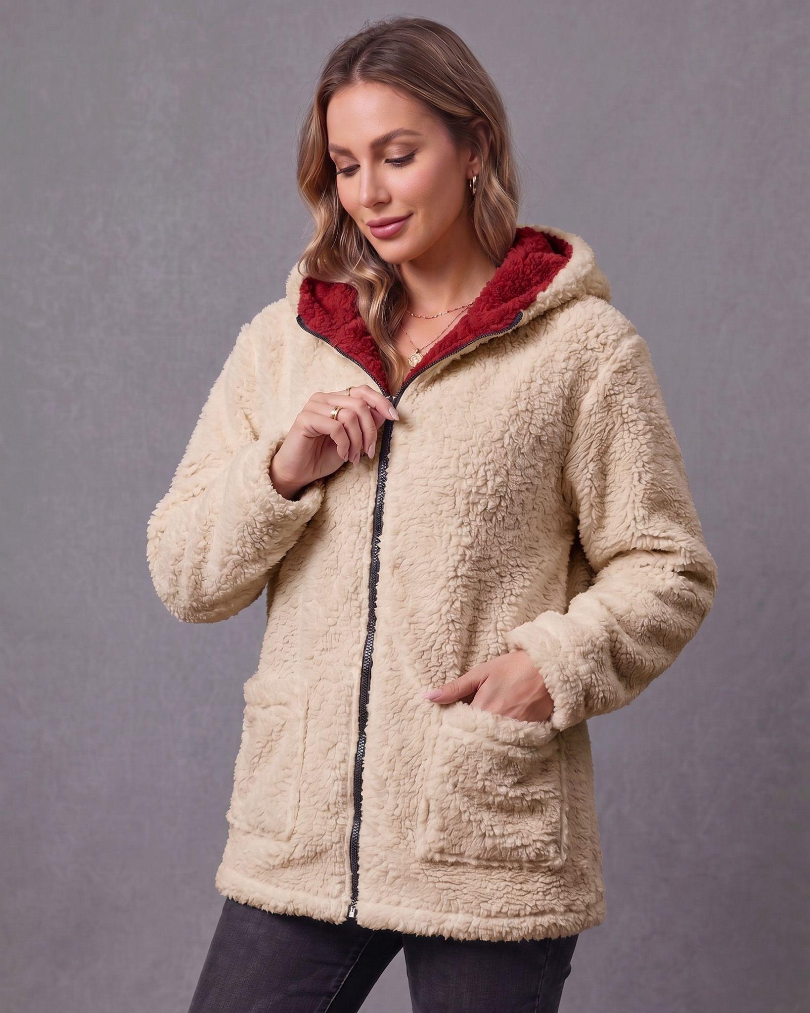 Chaqueta Abrigo Reversible Chiporro Mujer Capucha Invierno-3