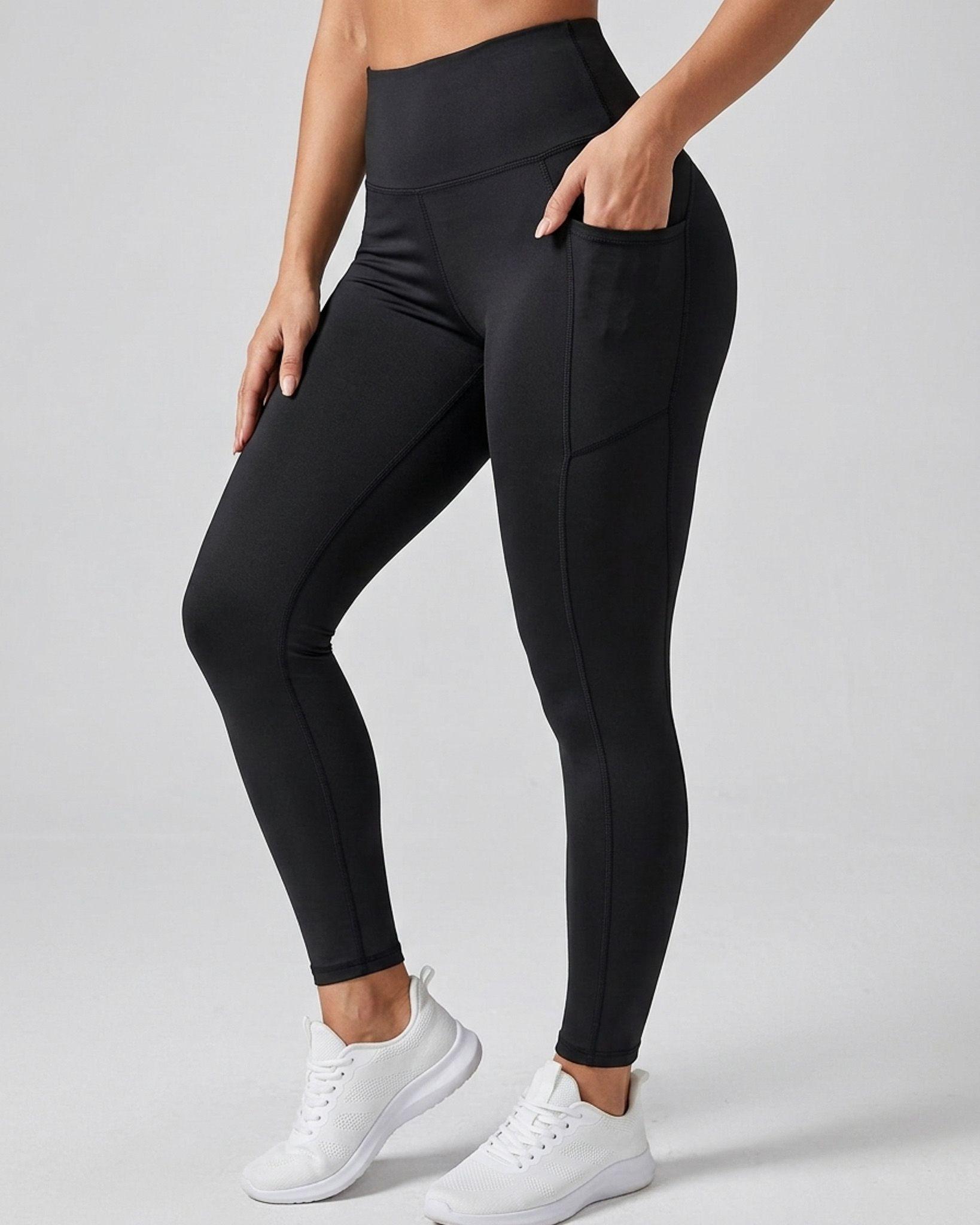 Calza Yoga Tiro Alto Bolsillos Laterales Pretina Ancha Gym-0