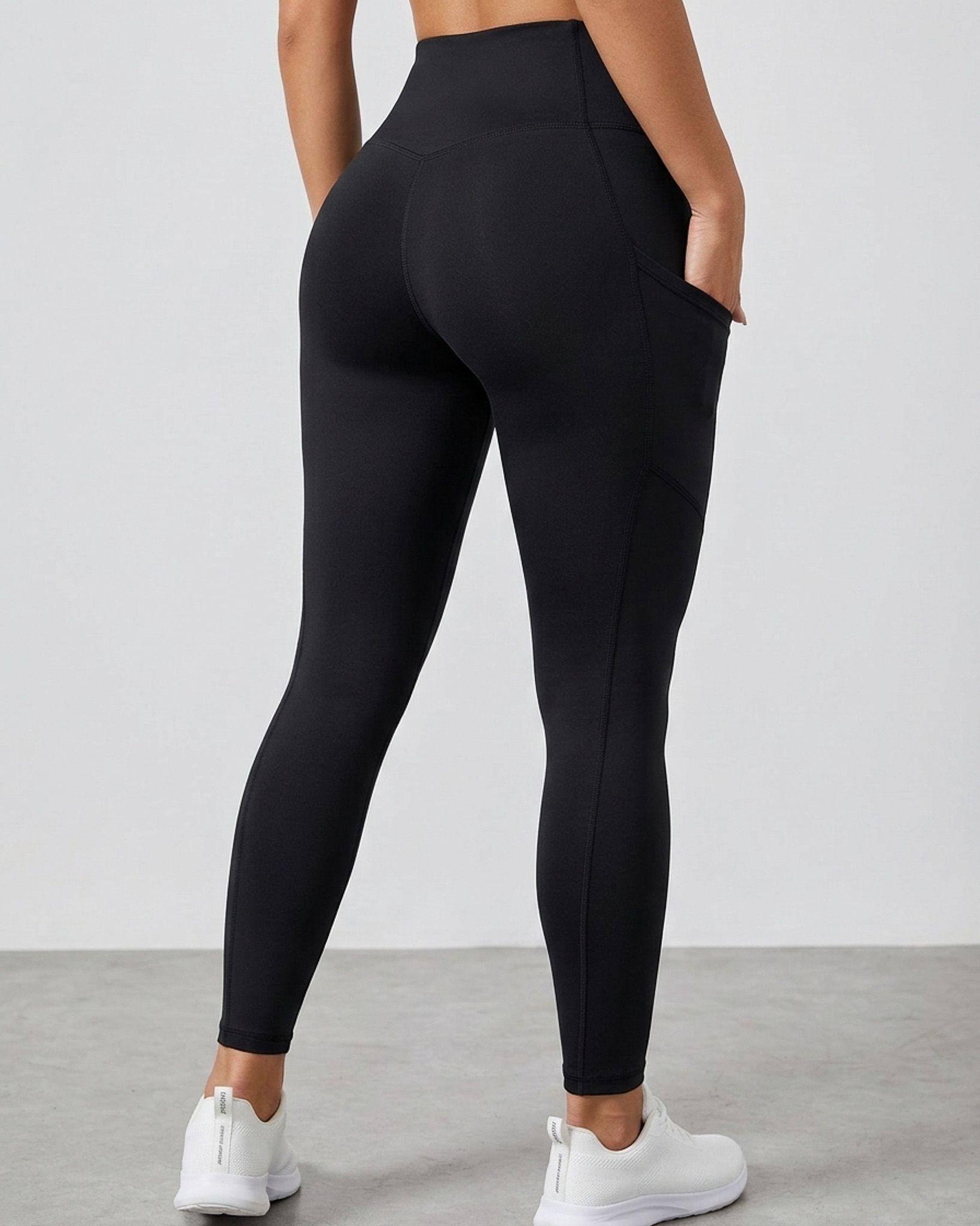 Calza Yoga Tiro Alto Bolsillos Laterales Pretina Ancha Gym-1