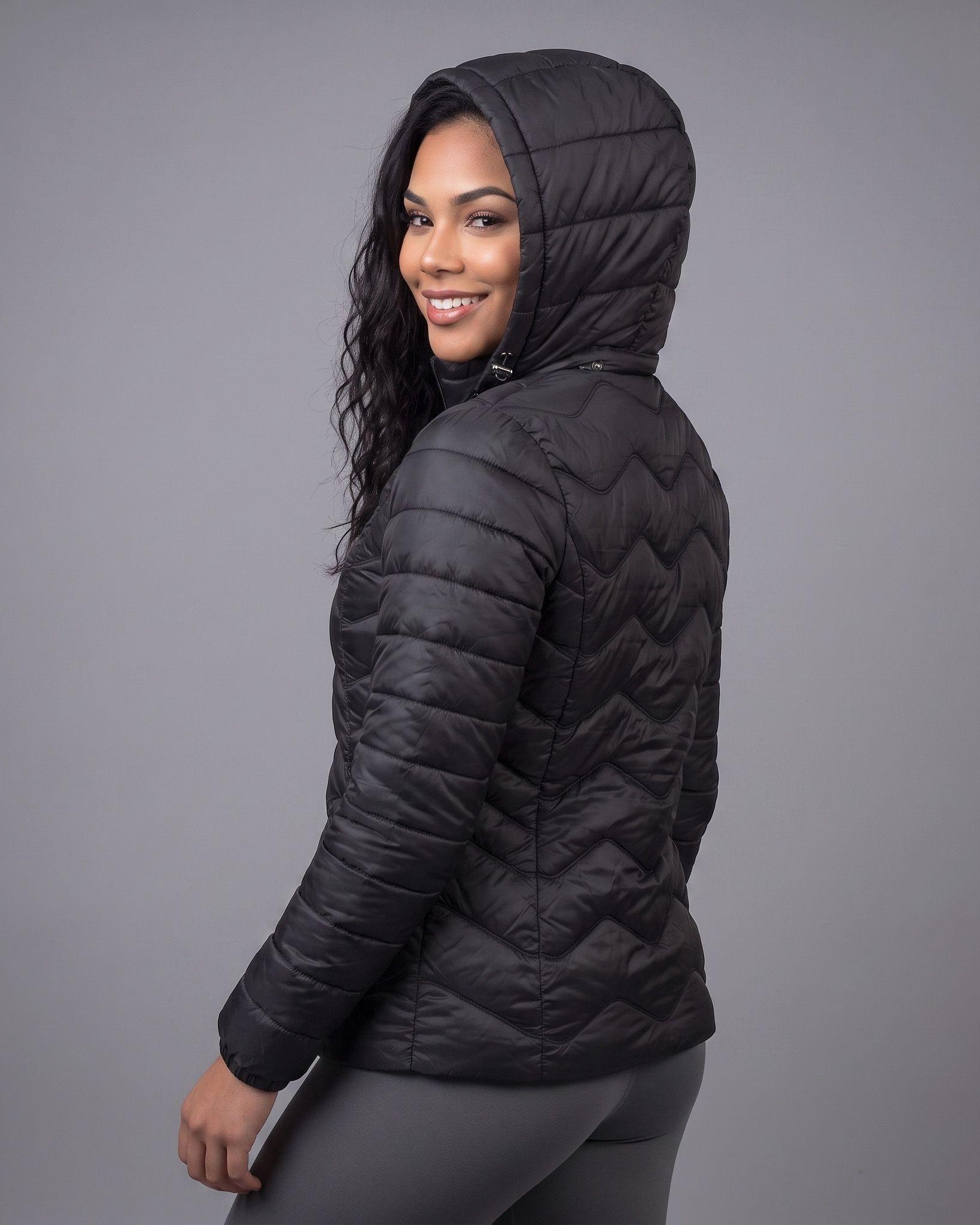 Parka Puffer Mujer Impermeable Capucha Desmontable Térmica-2