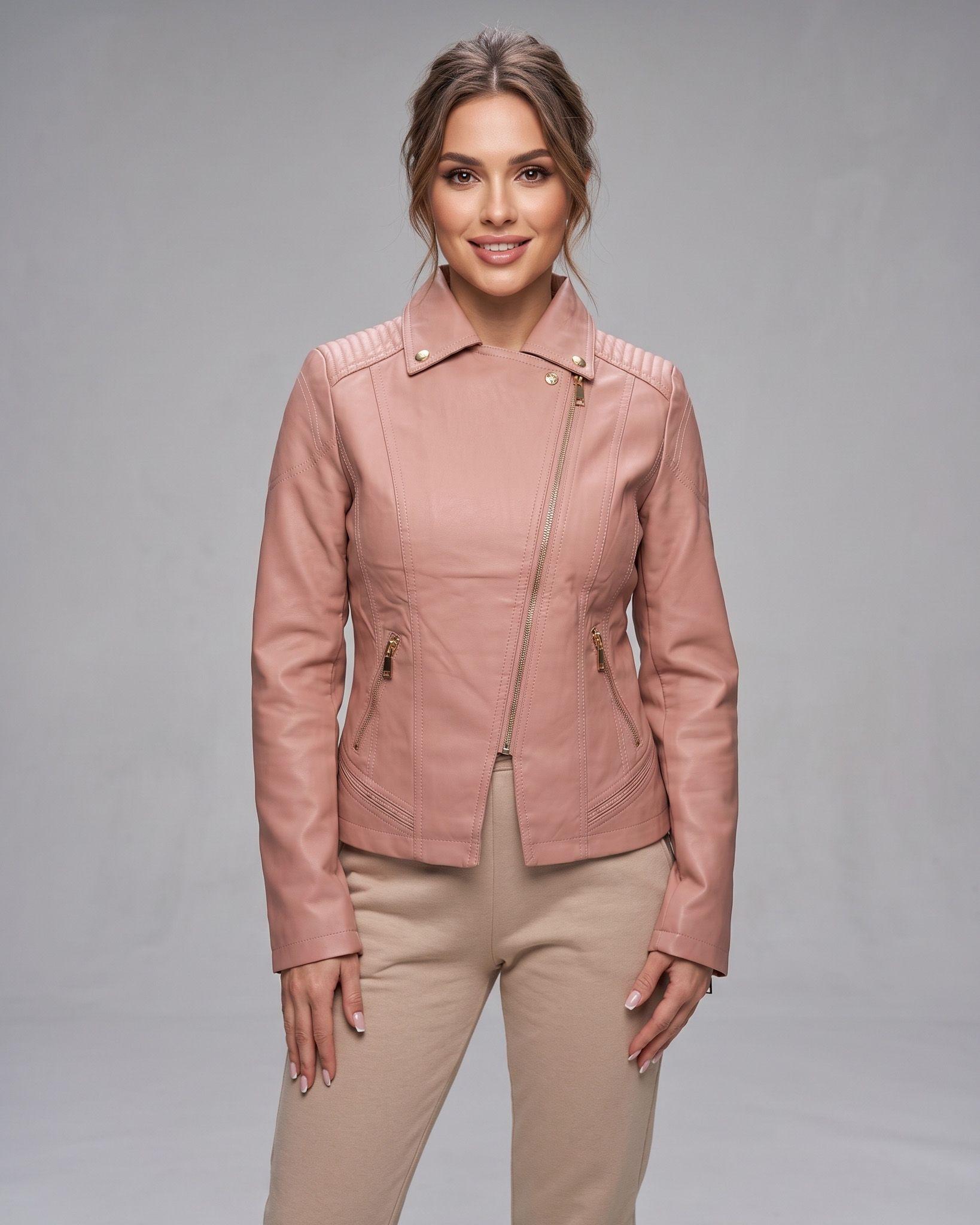 Chaqueta Biker Ecocuero Mujer Exclusiva Slim Fit-0