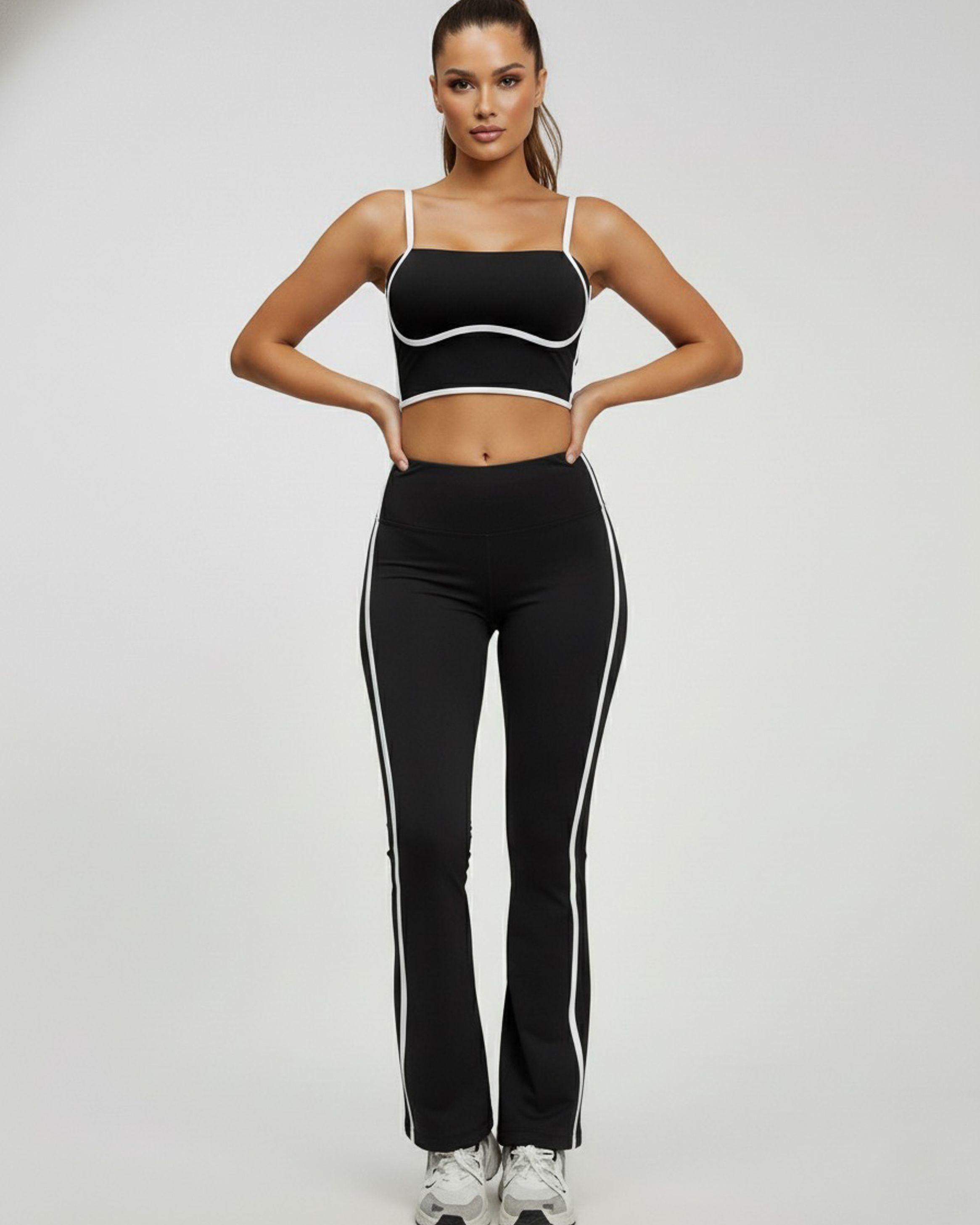 Conjunto Deportivo Mujer Top y Calza Flare Premium - YJ252-2