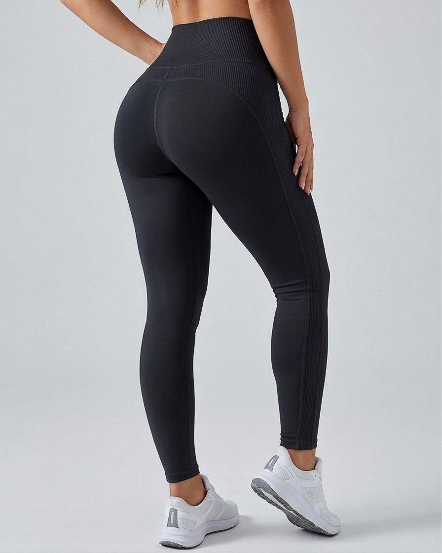 Calza Deportiva Sin Costuras Tiro Alto Lateral Acanalado-1