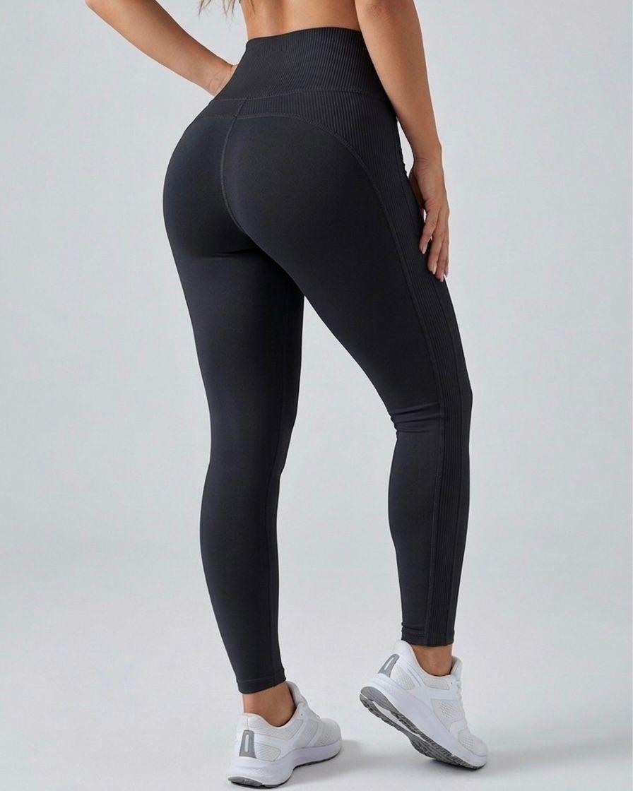 Calza Deportiva Sin Costuras Tiro Alto Lateral Acanalado-2