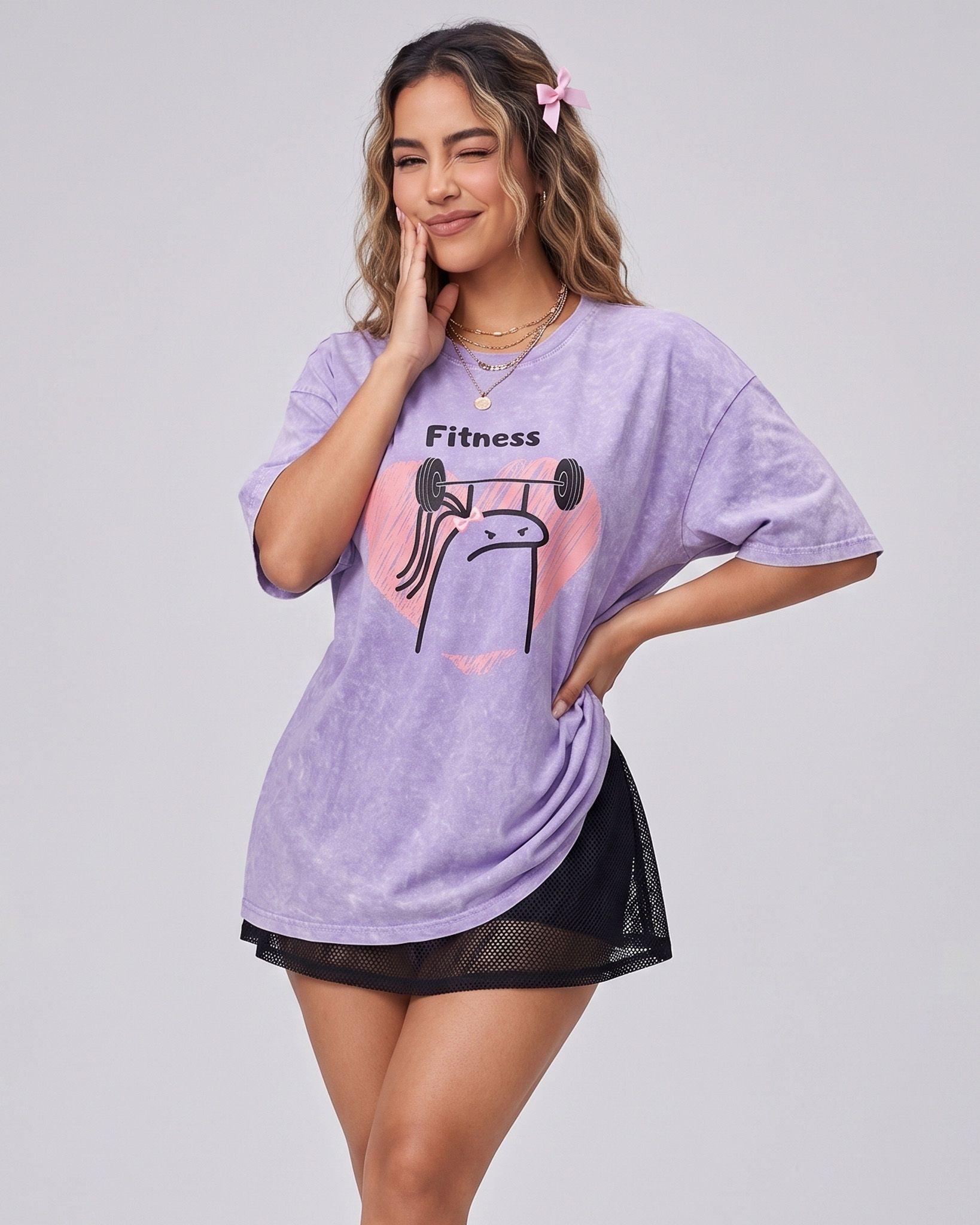 Polera Fitness Oversize - Vintage Gym Look Prelavada Pro-0