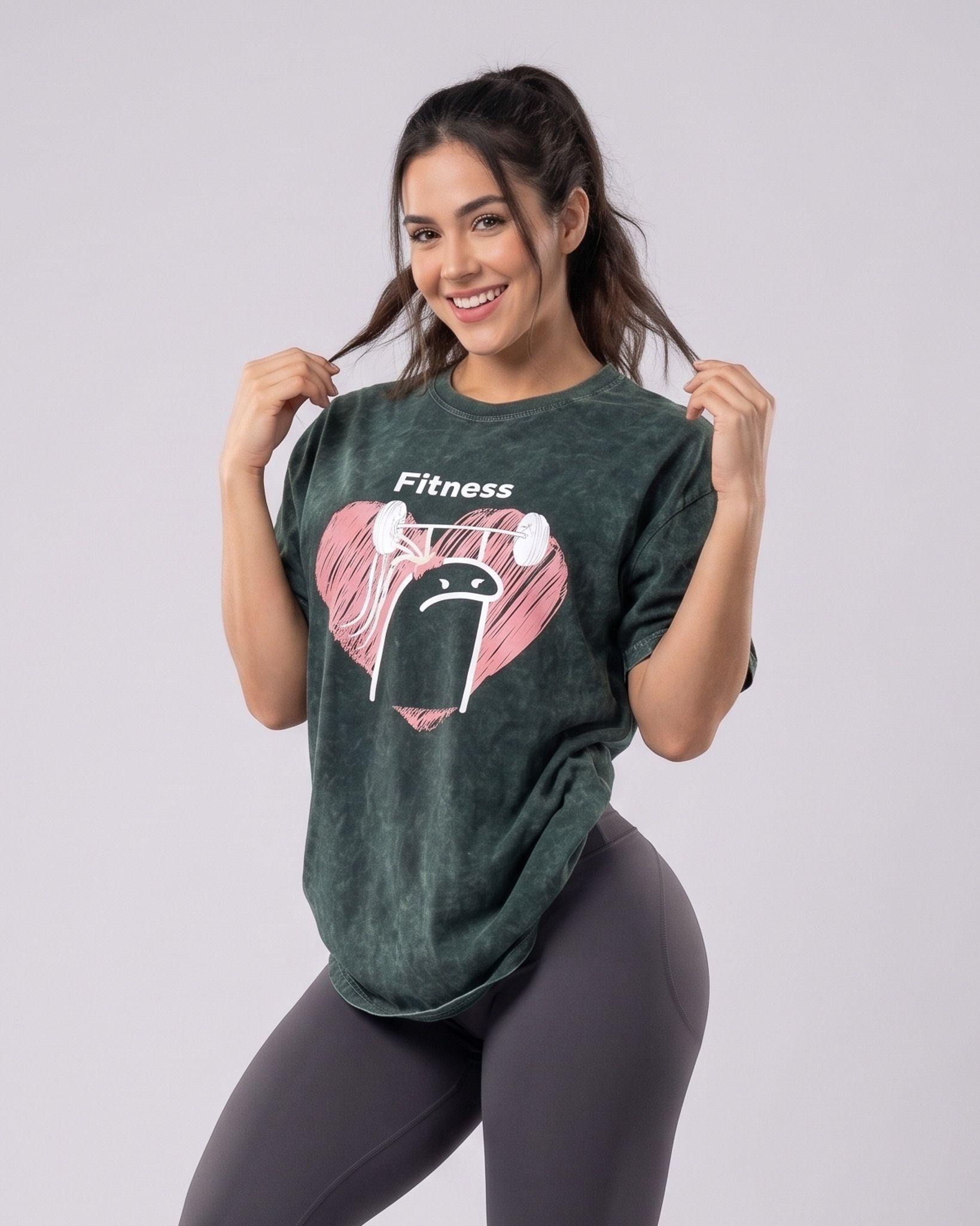 Polera Fitness Oversize - Vintage Gym Look Prelavada Pro-0