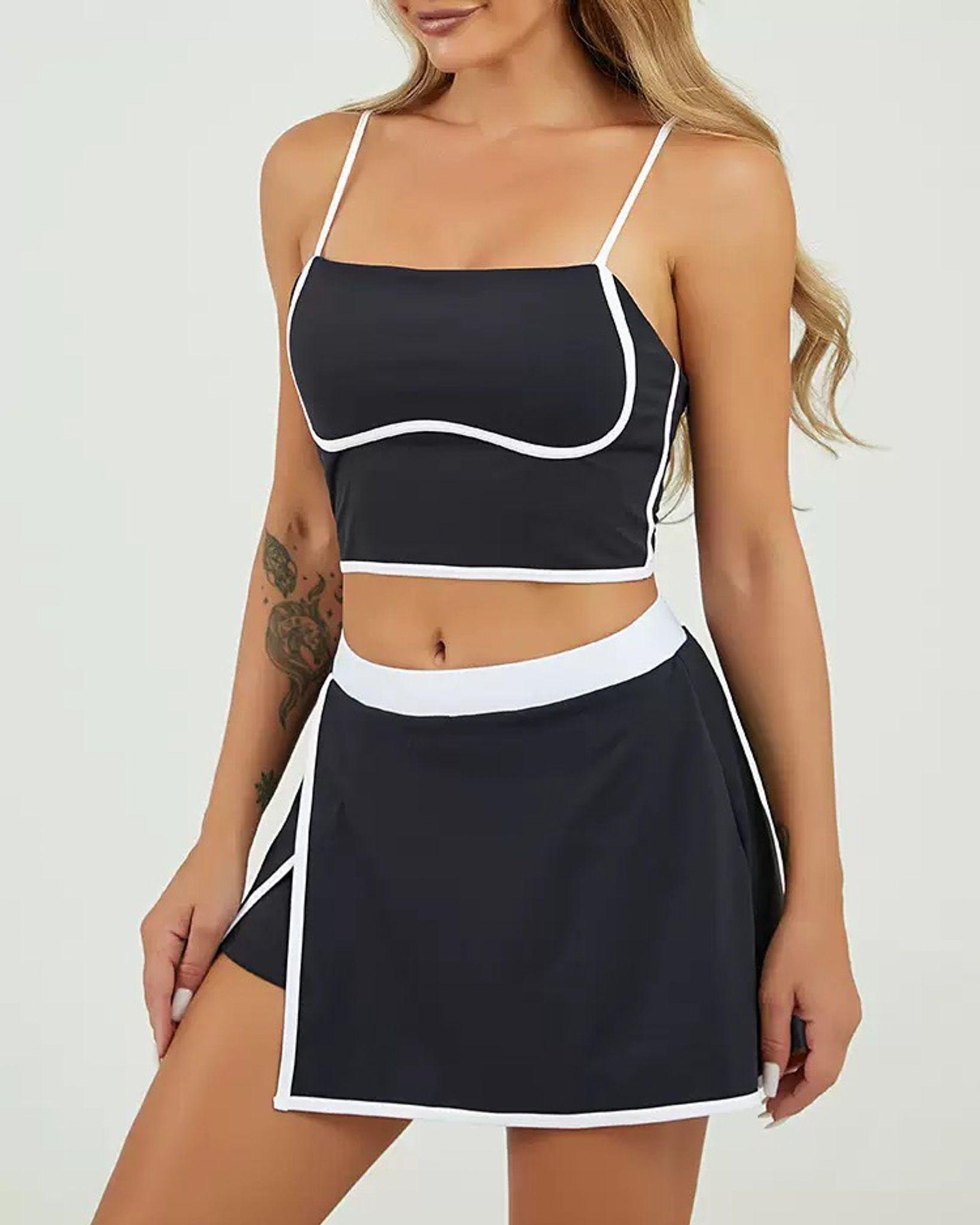 Conjunto Deportivo Mujer top y falda short  Premium - YJ248-3