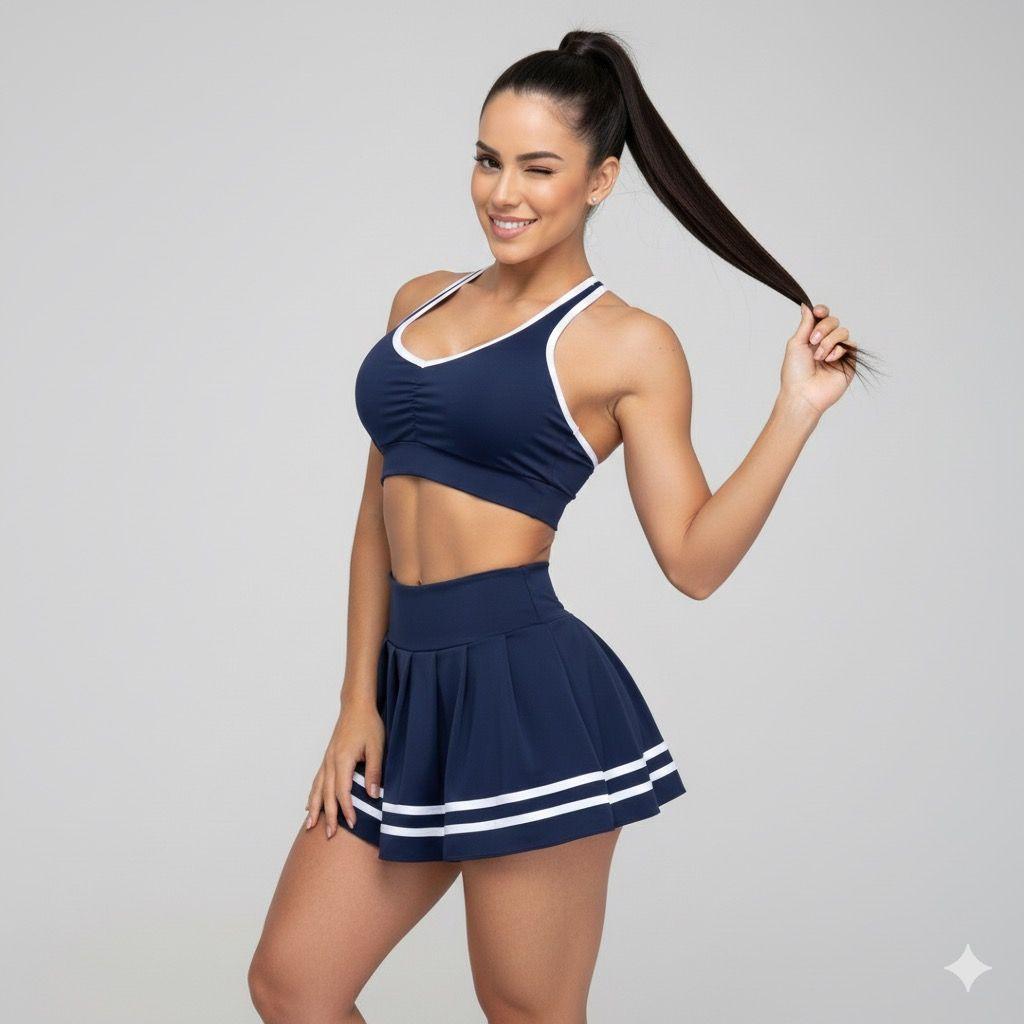 Conjunto Deportivo Peto y Falda Short con Lineas Chic-2