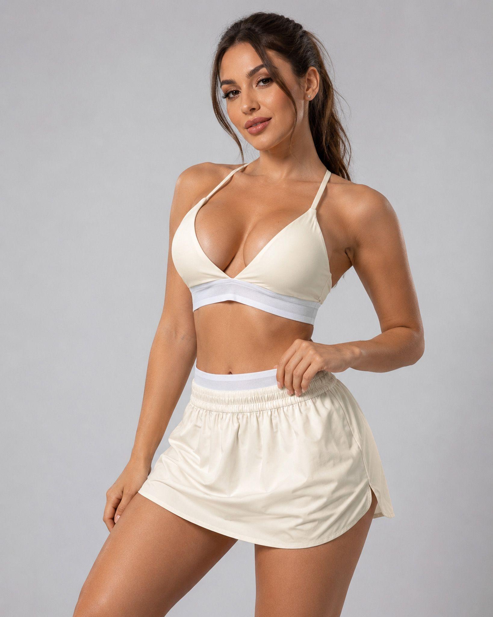 Conjunto Deportivo Mujer Top Espalda Cruzada Y Falda Short-4
