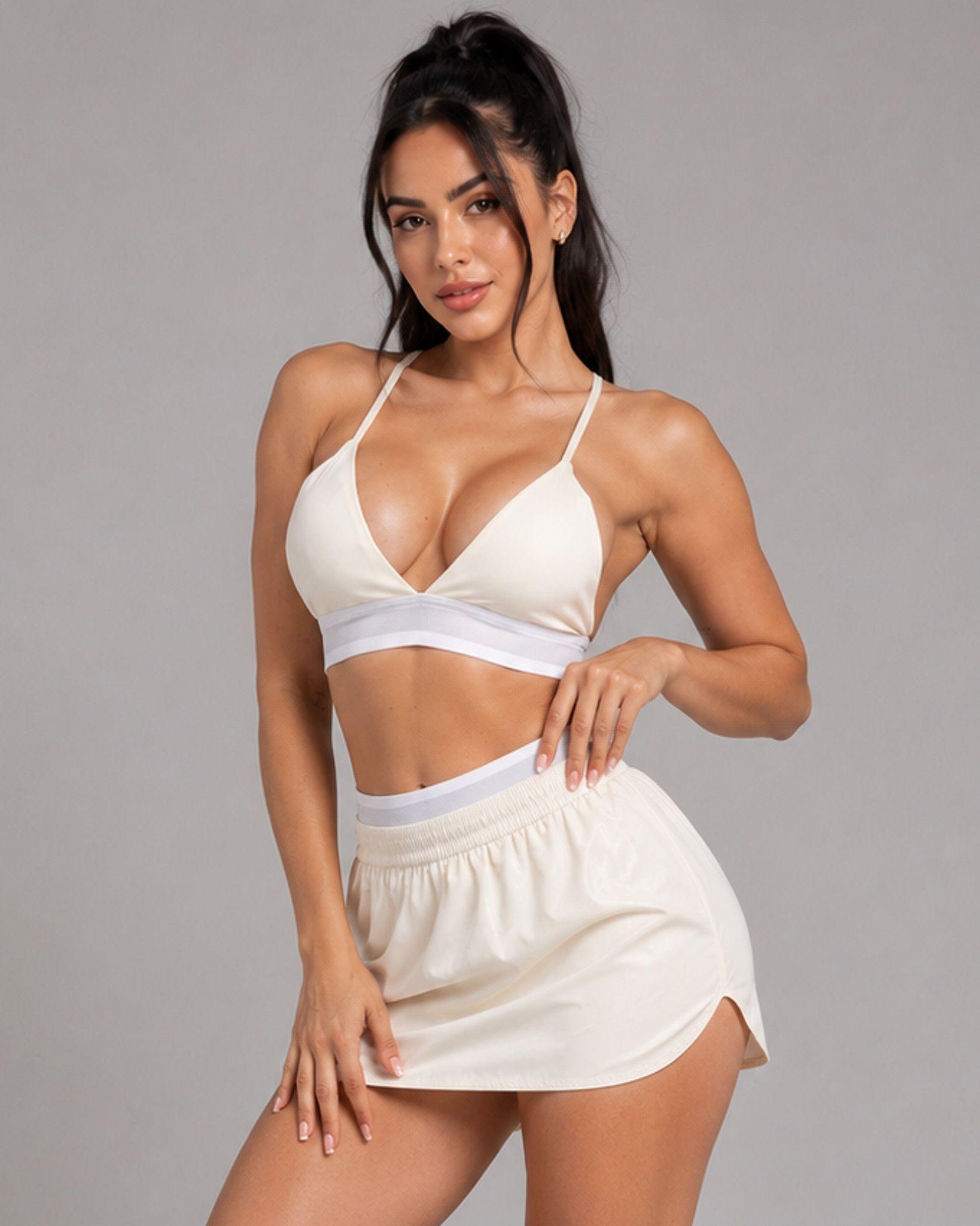 Conjunto Deportivo Mujer Top Espalda Cruzada Y Falda Short-8