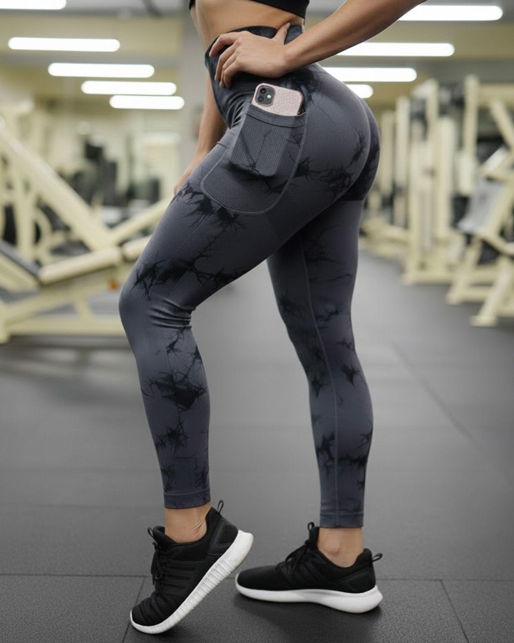 Calza Deportiva Mujer tie dye con bolsillo Push up - YJ191-3