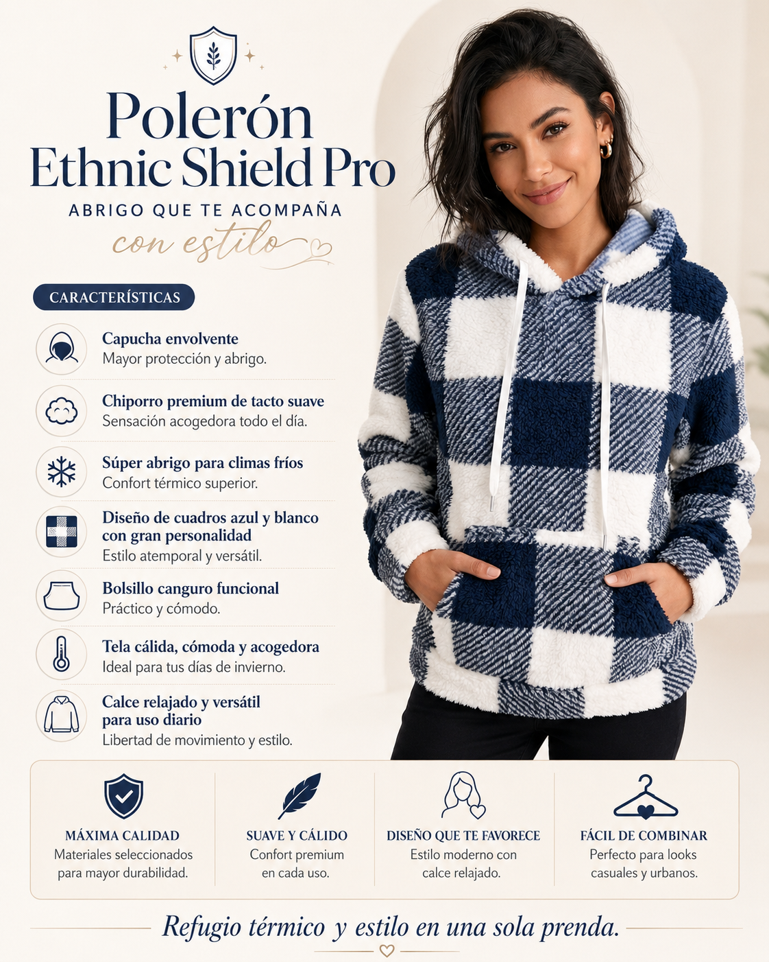 Polerón con Capucha Diseño Étnico Chiporro - Súper Abrigo-1