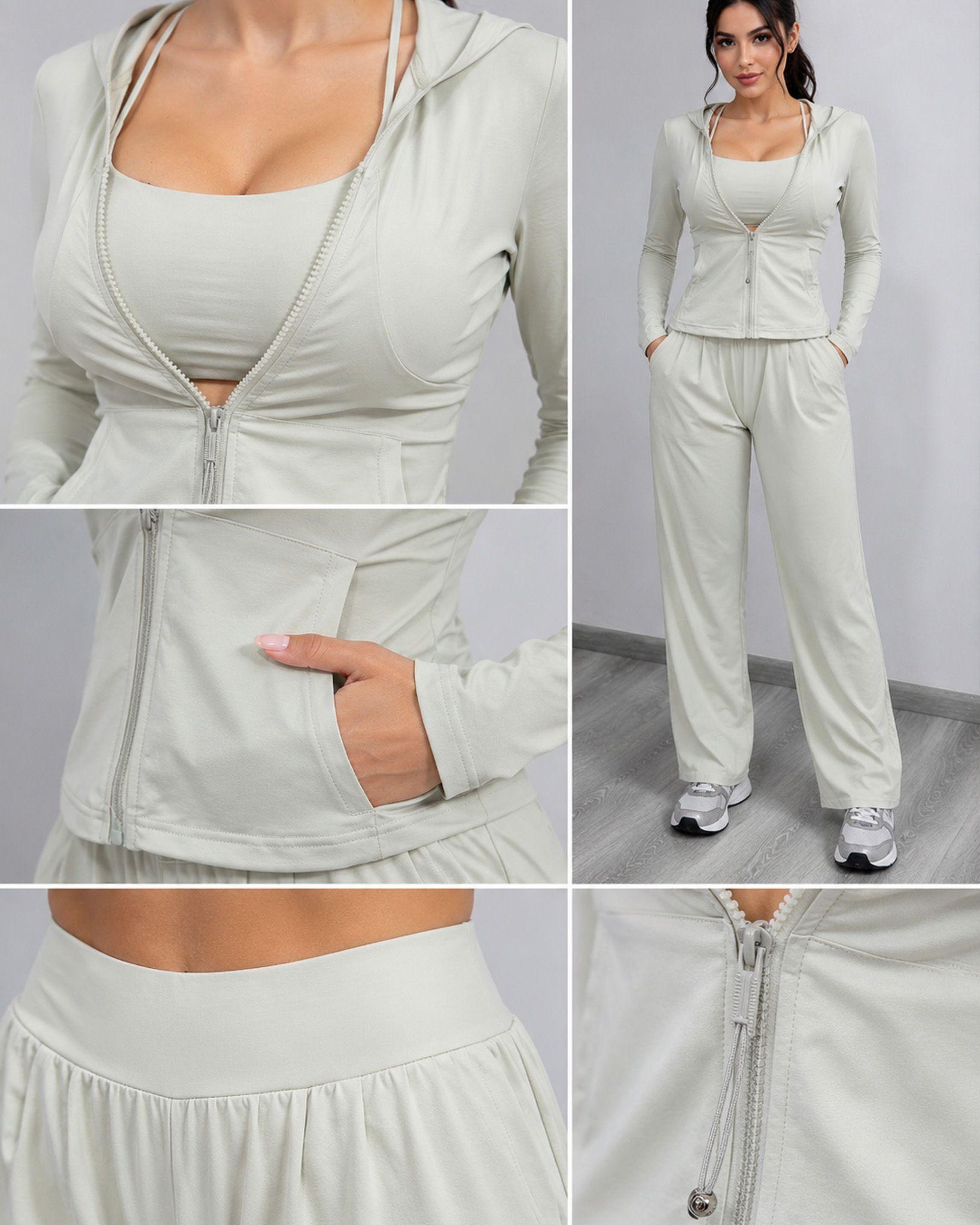 Conjunto Deportivo Femenino 3 Piezas Peto Chaqueta Y Palazzo-8