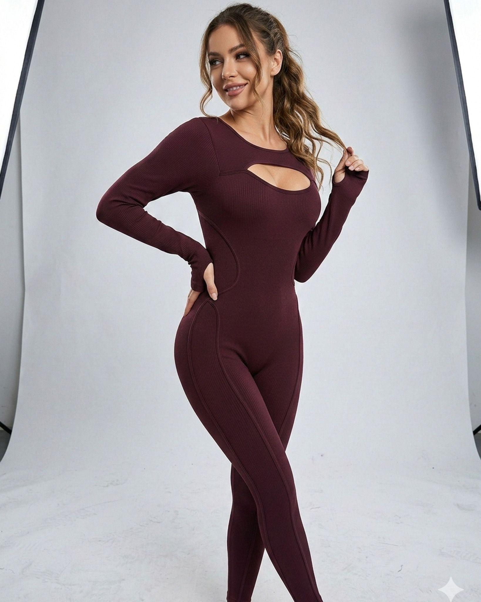 Enterizo Para Dama Rib con Push Up y Escote Posterior-6