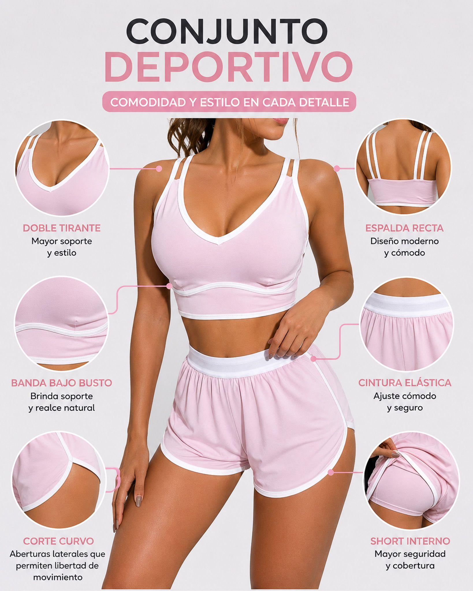 Conjunto Deportivo Mujer Short Y Peto Retro Líneas-2