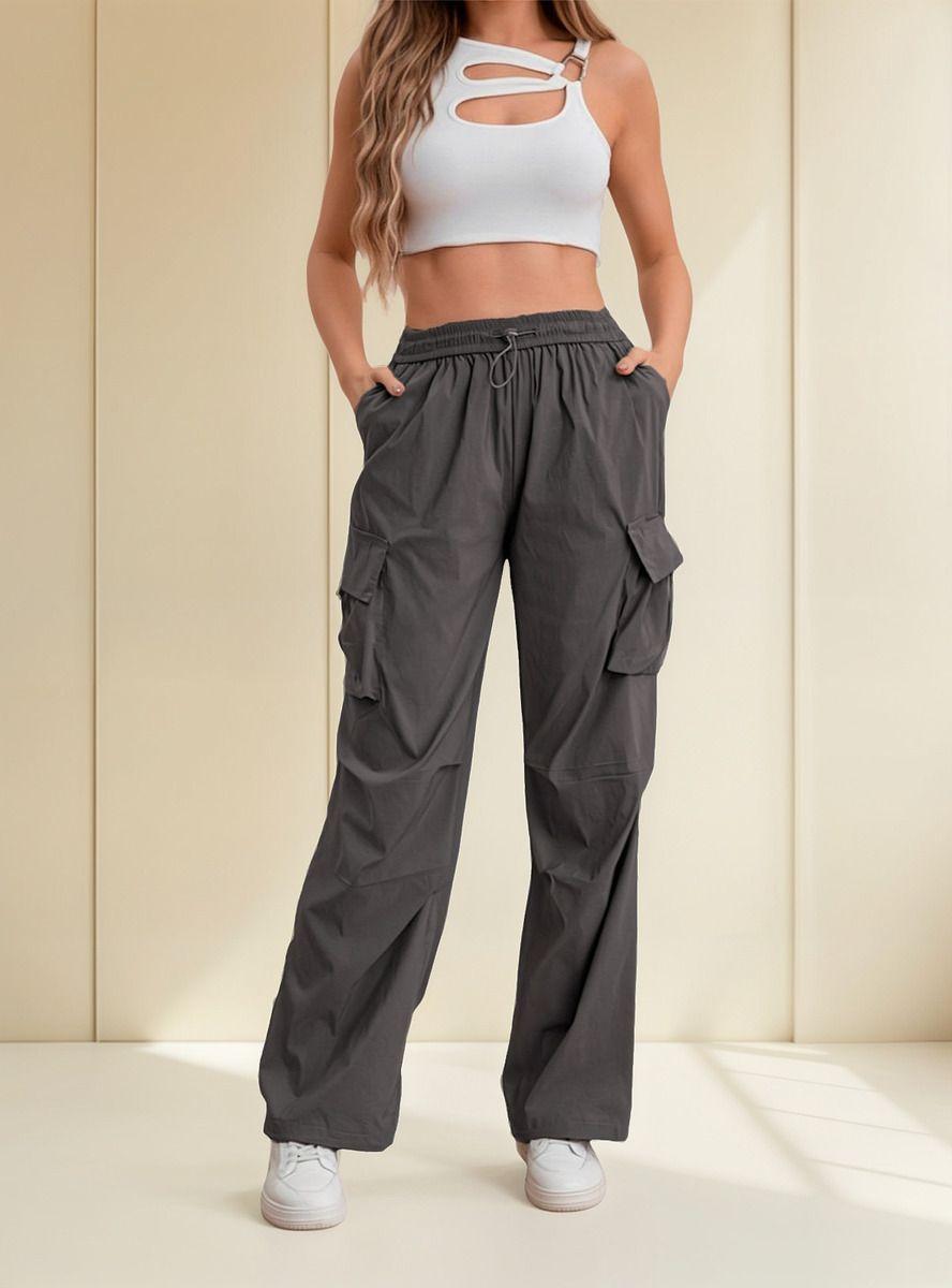 Pantalon Cargo Mujer Elasticado Pata Recta Ajustable-0
