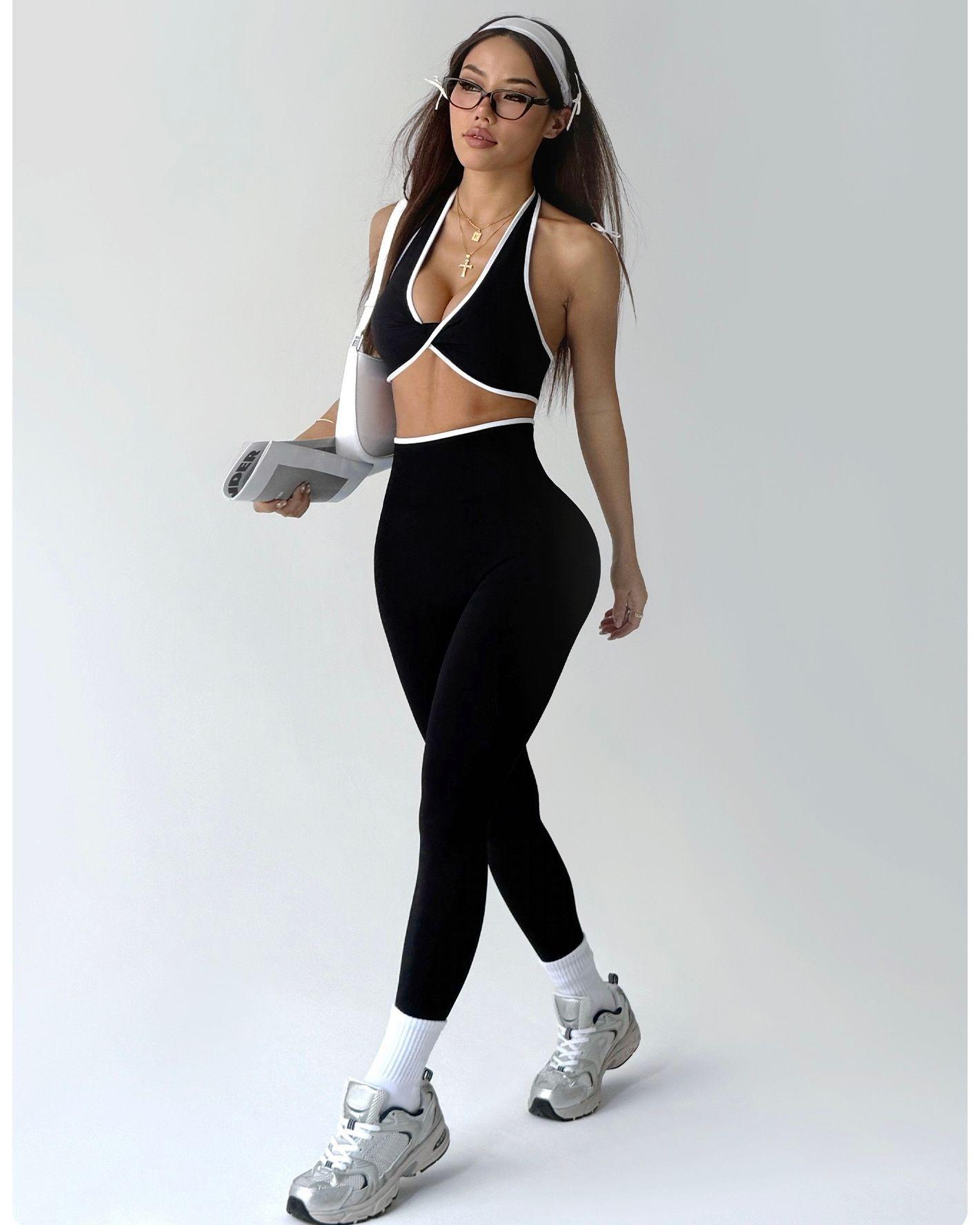 Conjunto Deportivo Mujer 2 piezas con Lineas Blancas Premium-6