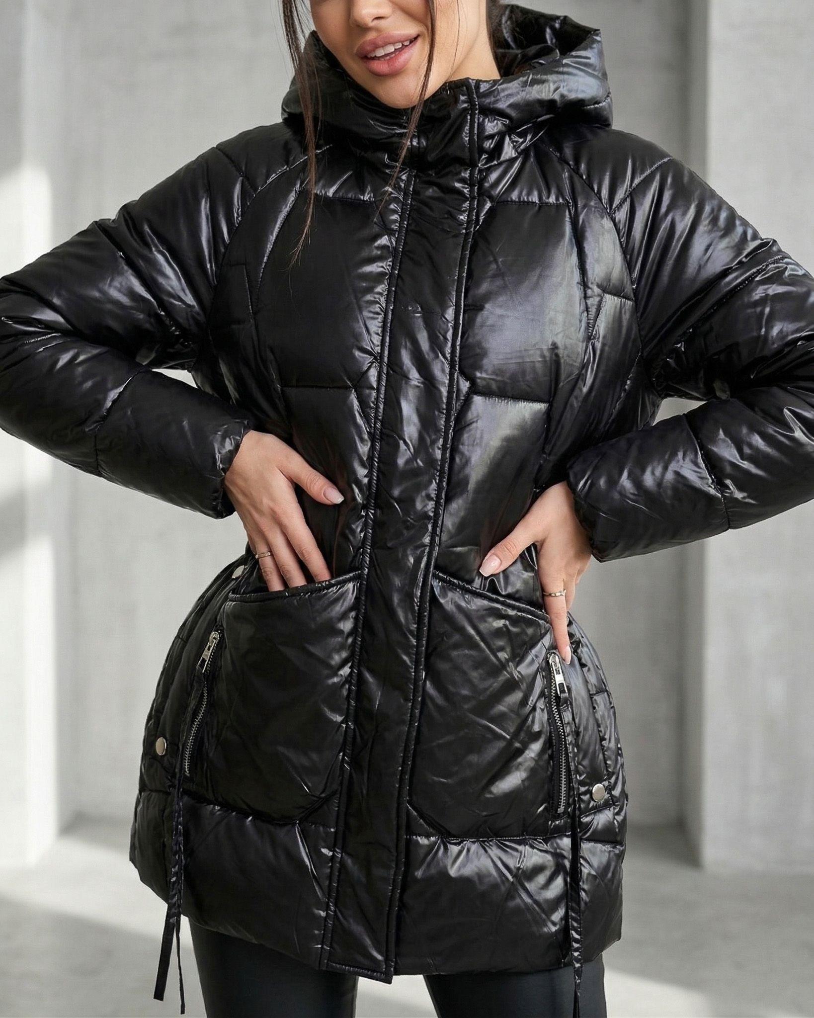 Parka Larga Brillante: Look Premium Contra el Frío-1
