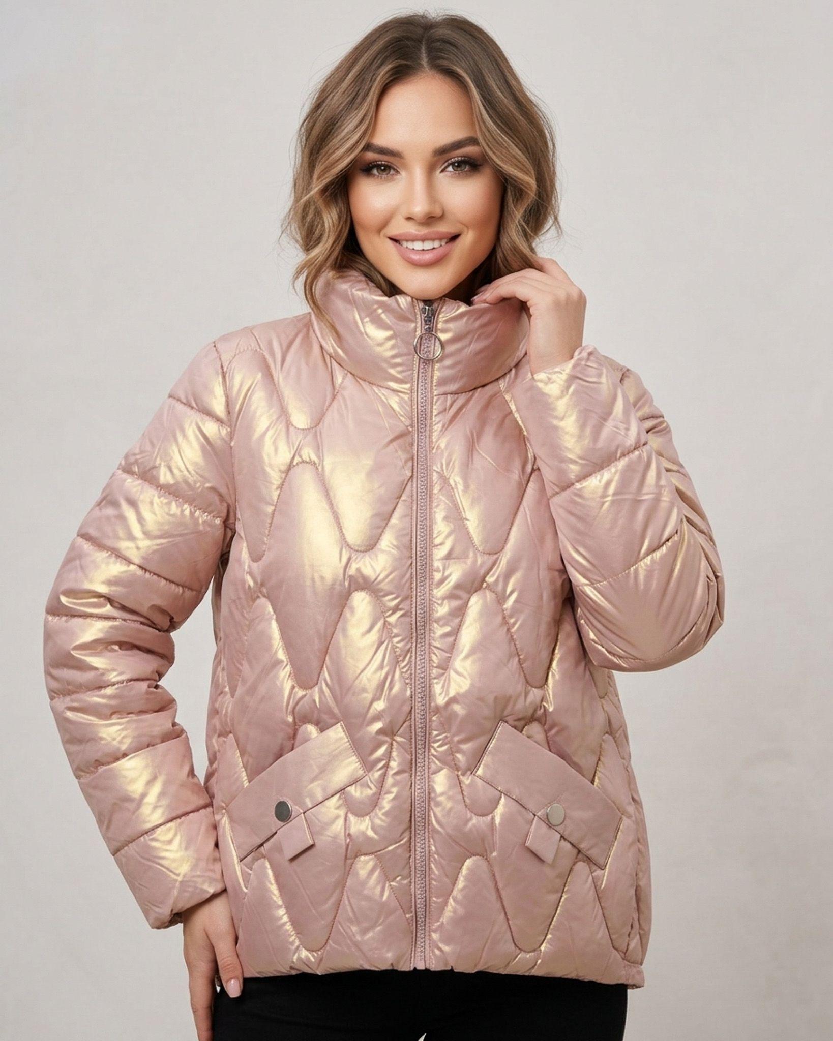 Parka Puffer Rose Gold: Estilo Urbano Satinado y Térmico-0