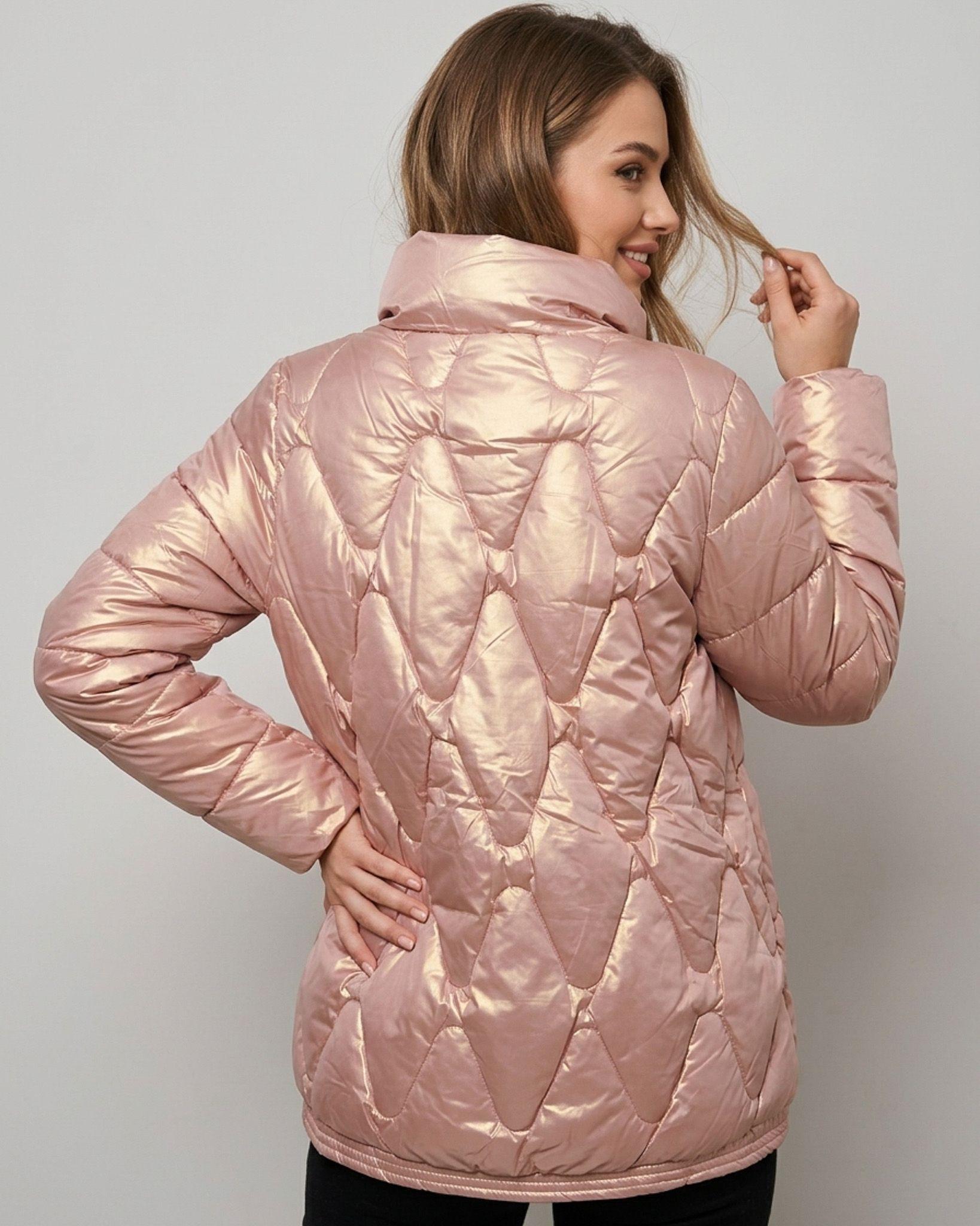 Parka Puffer Rose Gold: Estilo Urbano Satinado y Térmico-3