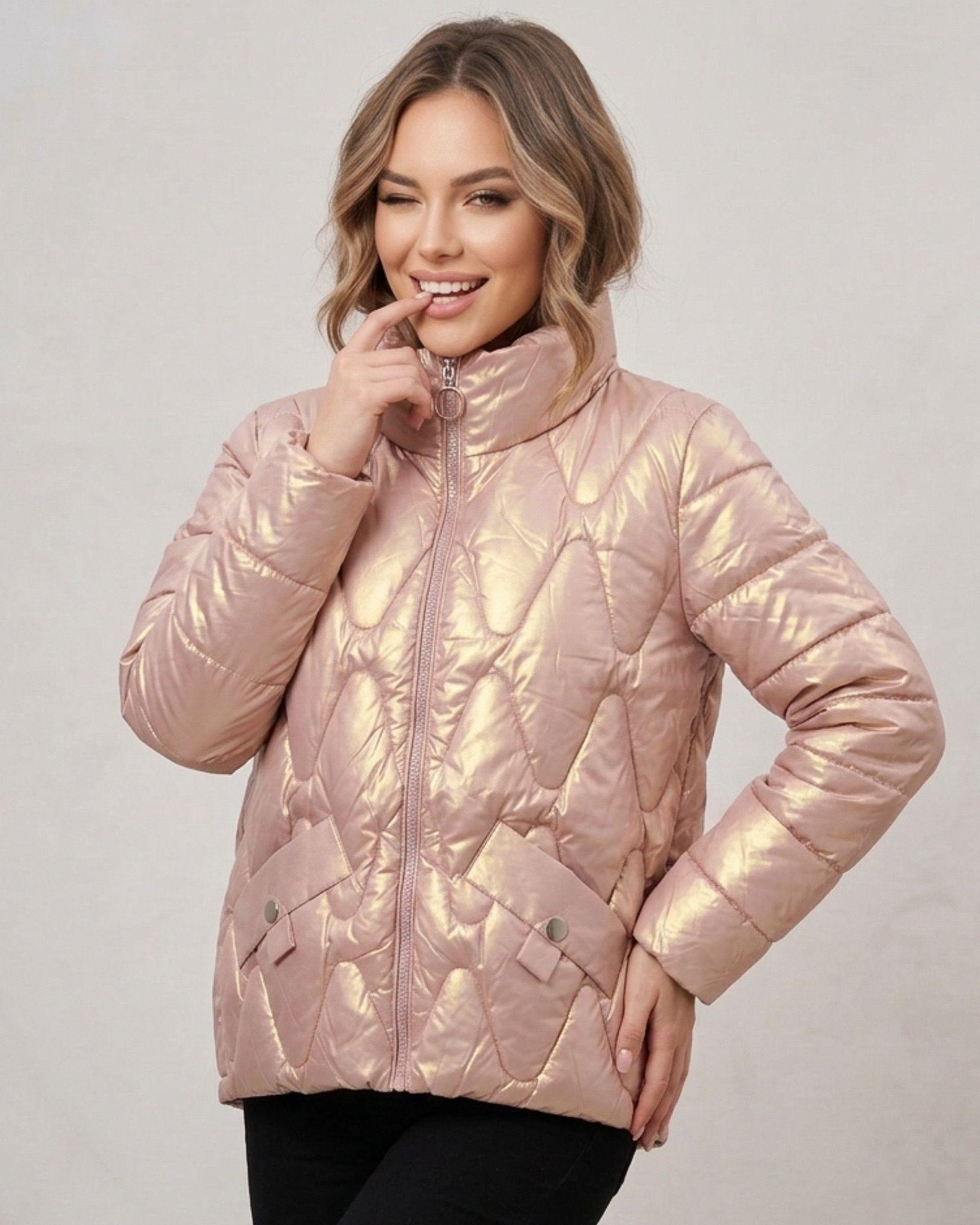 Parka Puffer Rose Gold: Estilo Urbano Satinado y Térmico-4
