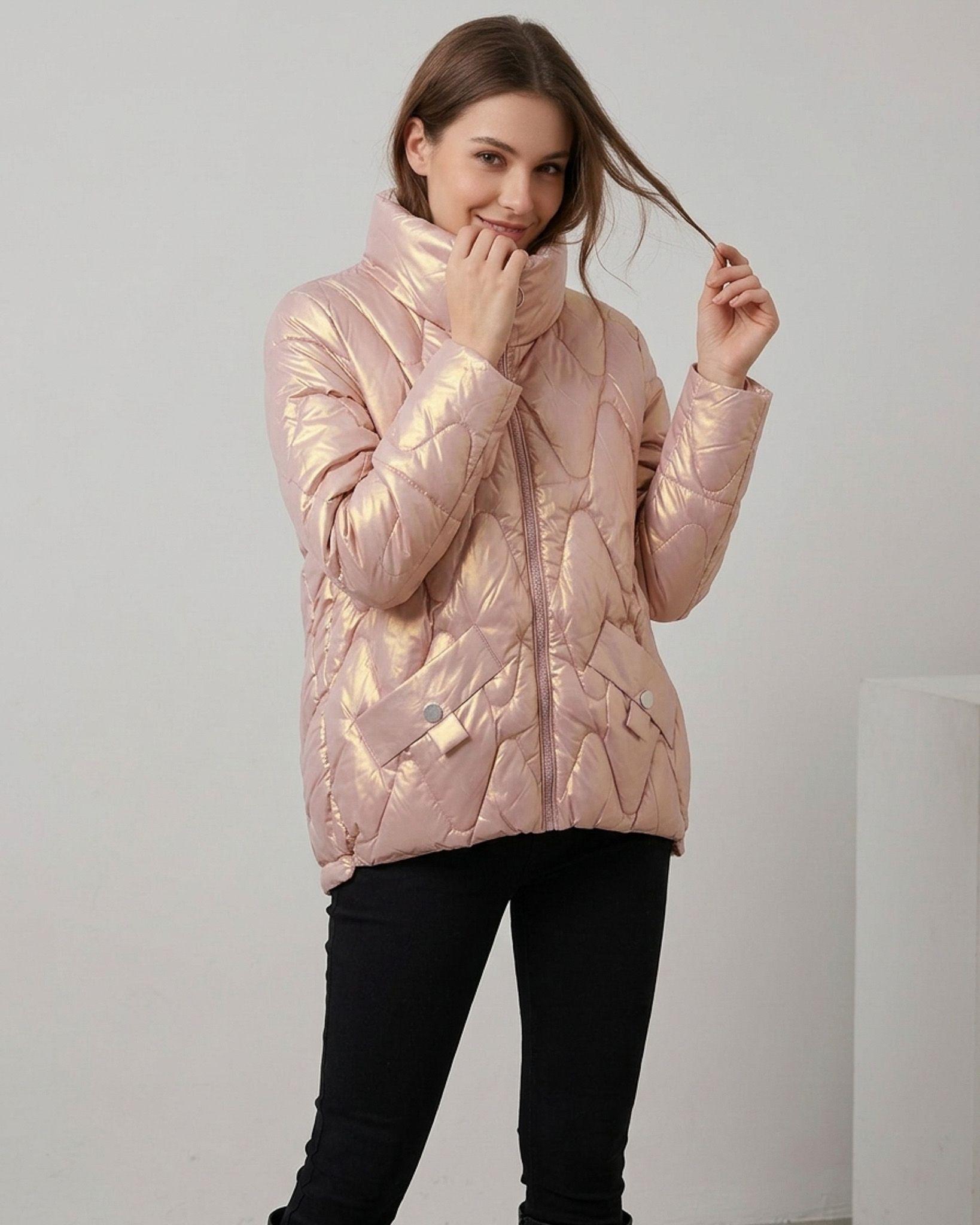 Parka Puffer Rose Gold: Estilo Urbano Satinado y Térmico-5